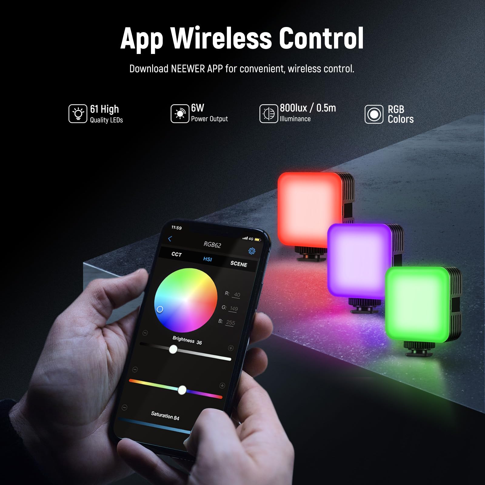 **NEEWER Universal Phone Cage Stabilizer Video Rig with Bluetooth Shutter, RGB LED Light & USB-C Mic - Compatible with iPhone 16 Pro Max/15 Pro Max, Samsung S24 Ultra (PA009E) - Perfect for Vlogging, Live Streaming & Content Creation**