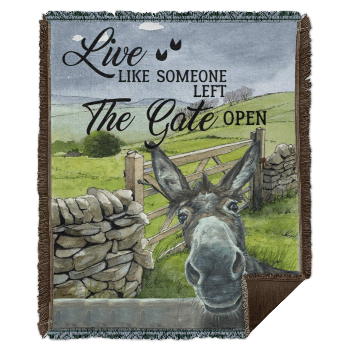 Funny Horses Fleece Sherpa Woven Blanket - Happy Horse Riding Blanket for Adults & Kids, 50x60 Inches, Soft Warm White Throw Blanket - Perfect for Sofa, Bed, Couch, Camping & Horse Lovers Gift
