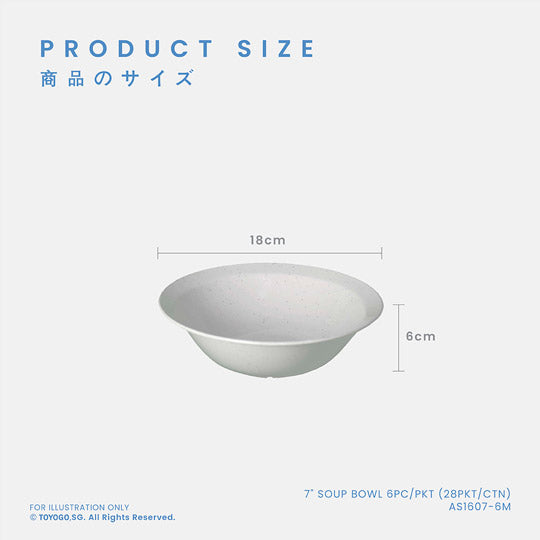 7-Piece Soup Bowl Set - 6 Bowls per Pack (28 Packs per Carton) - AS1607 6M - Perfect for Restaurants, Catering, and Home Dining