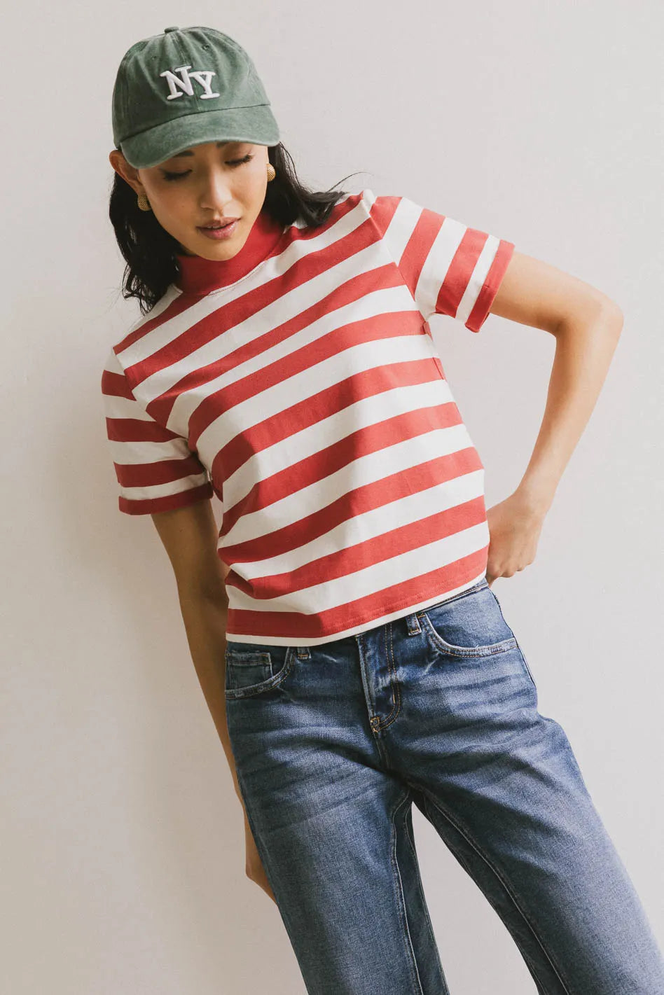 Grenna Striped Women's Red Top - Casual & Chic Blouse for Everyday Wear | Perfect for Work, Dates & Outings | FINAL SALE