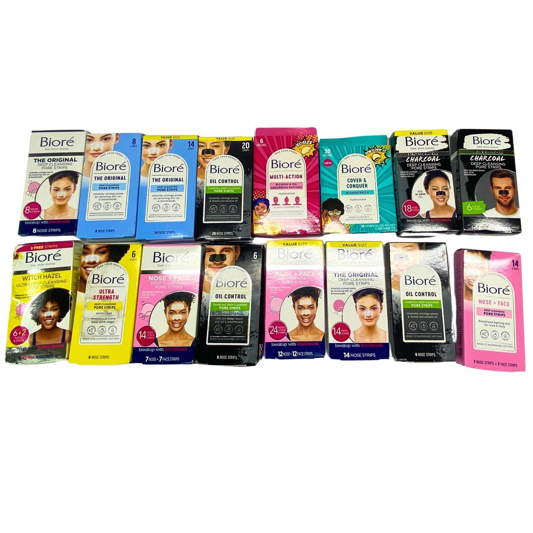Biore Deep Cleansing Pore Strips & Blemish Patches for Face & Nose - 50 Count Pack | Blackhead Removal & Acne Treatment for Clear Skin | Perfect for Daily Skincare Routine & Travel