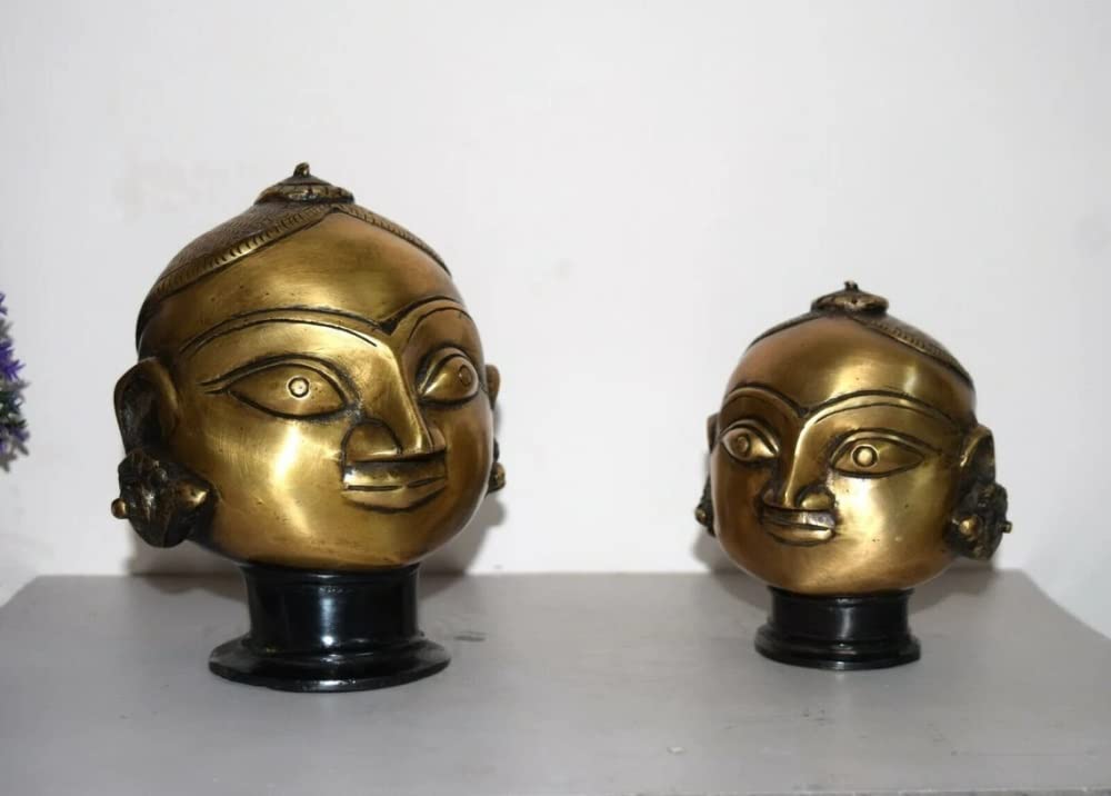 Handmade Brass Parvati and Gauri Goddess Face Sculpture - Divine Hindu Statue for Home Altar, Pooja Room Decor & Spiritual Gift