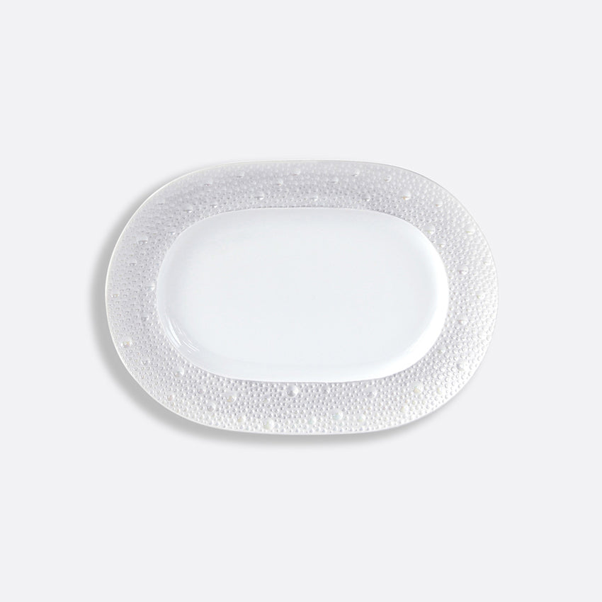 Bernardaud Ecume Relish Dish - 8.5x6 Inch Porcelain Serving Plate for Appetizers, Condiments & Hors d'Oeuvres - Elegant Dinnerware for Entertaining & Special Occasions