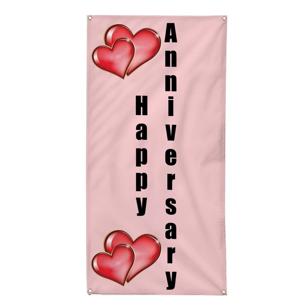 Custom Vertical Vinyl Banner - Happy Anniversary Outdoor Sign (96x48 Inches) | Weatherproof Yard Banner with 8 Grommets | Perfect for Parties, Weddings & Business Events | Multiple Sizes Available