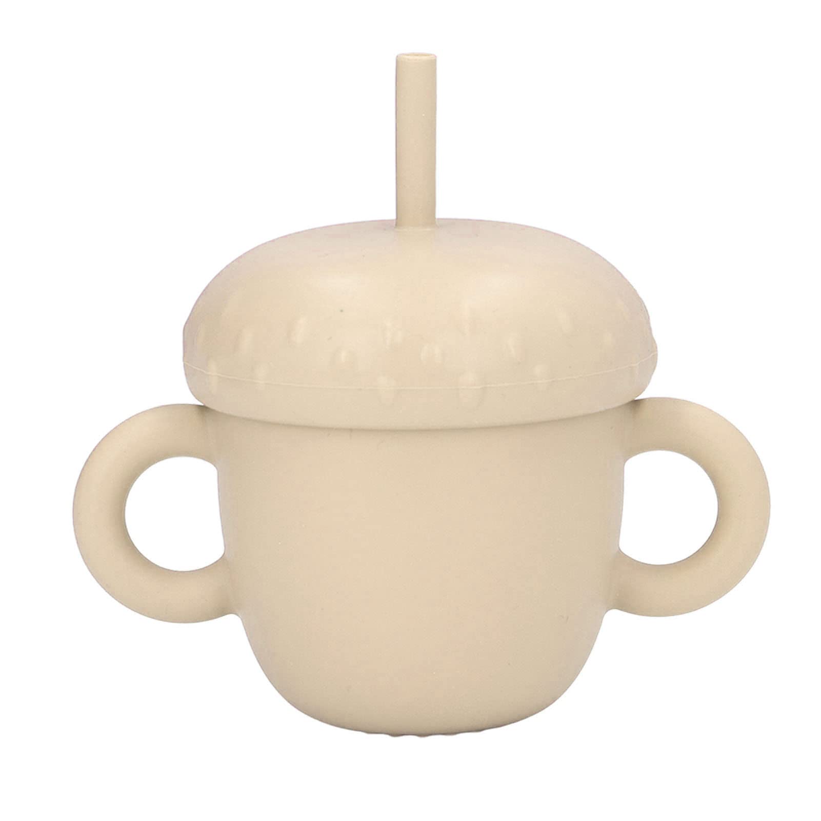 Alomejor Baby Straw Cup with Mushroom Design - Leak Proof Silicone Straw Cup for Toddlers with Non-Slip Handle - Perfect for Travel, Daycare & Learning Independent Drinking