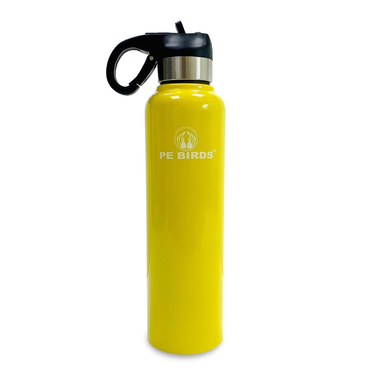 PEBIRDS BPA-Free PEPPY 600ml Stainless Steel Water Bottle with Leak-Proof Lid - Insulated Thermos for Hot & Cold Drinks - Perfect for School, Gym, Hiking & Outdoor Activities (Yellow)