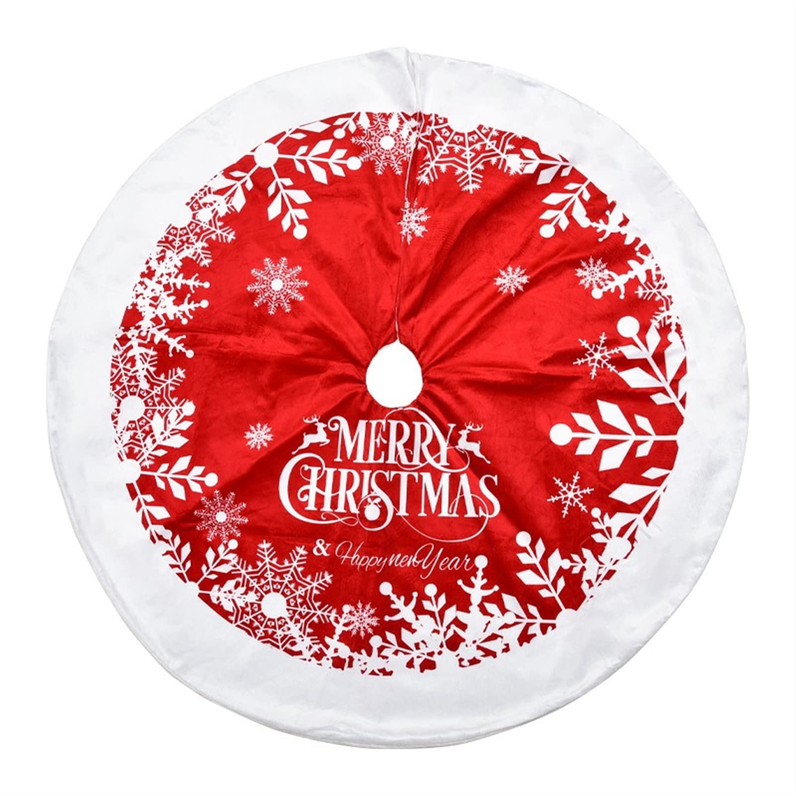 CAREG Christmas Tree Skirt - Super Soft Red Cloth with Festive Print for Holiday Decorations | Perfect for Christmas Tree Base, Home Decor, and Holiday Party Supplies