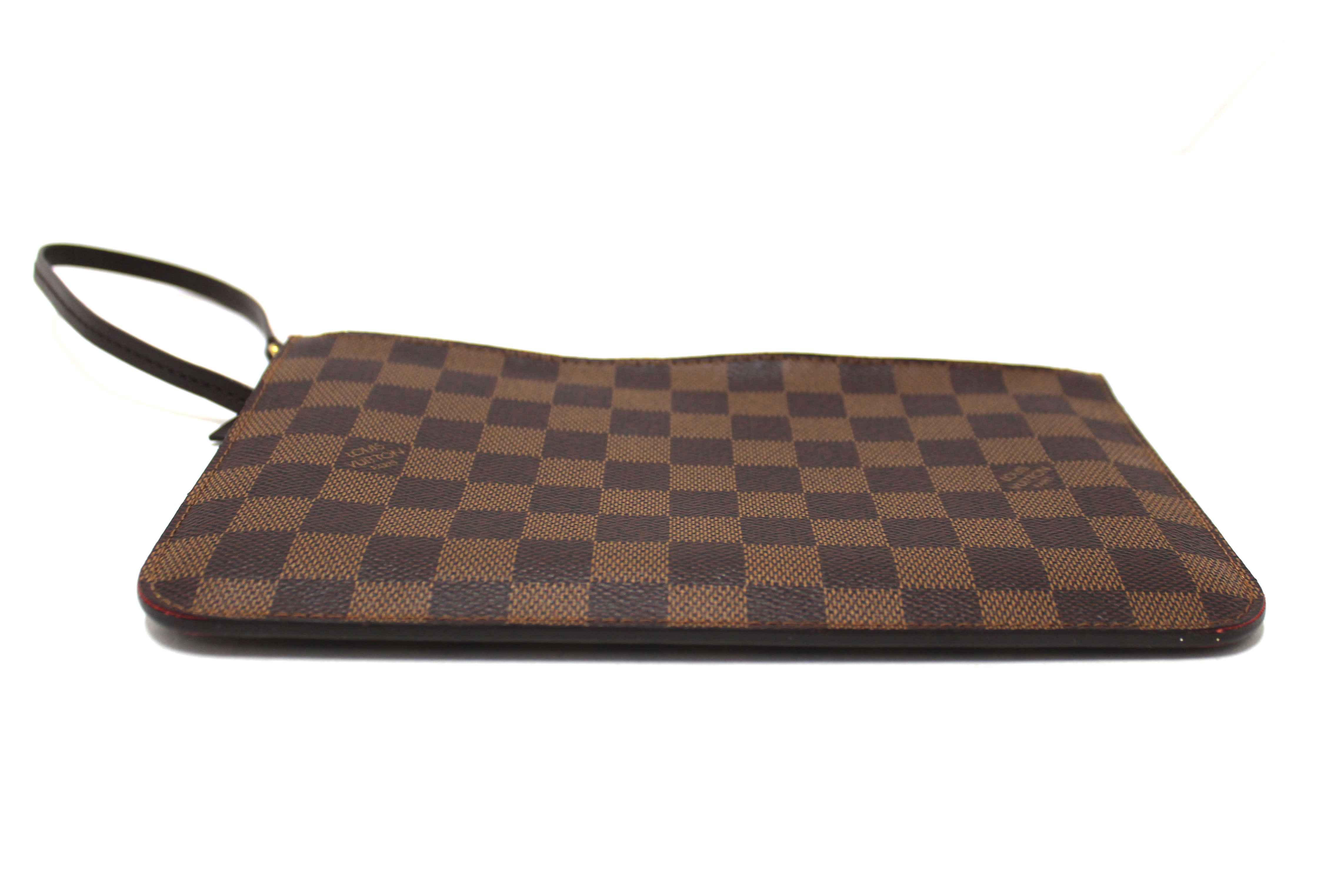 Authentic Louis Vuitton Damier Ebene Canvas Neverfull Pouch Pochette Bag - Luxury Crossbody Clutch for Women, Perfect for Travel, Work & Evening Events