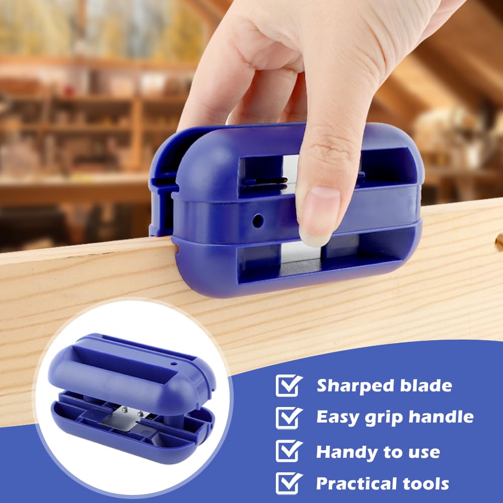 Professional Edge Banding Trimmer with 2 Tungsten Carbide Blades - Hand Planer for Woodworking, Chamfering & Deburring - Perfect for Trimming Edging Tape, Removing Burrs & Smoothing Corners (Blue) - Ideal for DIY Projects, Furniture Making & Cabinet Refinishing