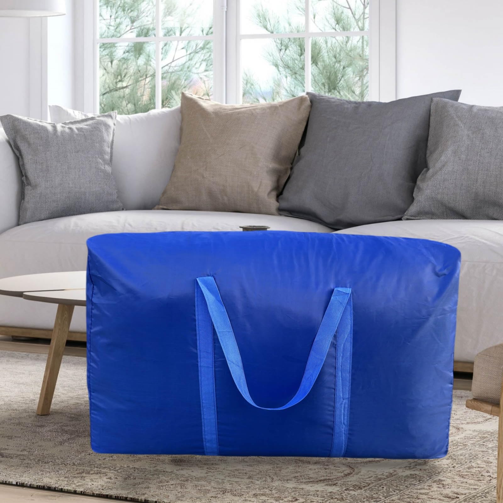100L Extra Large Storage Bags - Heavy Duty Moving Bags with Reinforced Zippers & Comfortable Handles | Space Saving Packing Solution for Moving, Home Organization, Travel & Camping | Perfect for Clothes, Blankets & Seasonal Items Storage (Blue, 2 Pack)