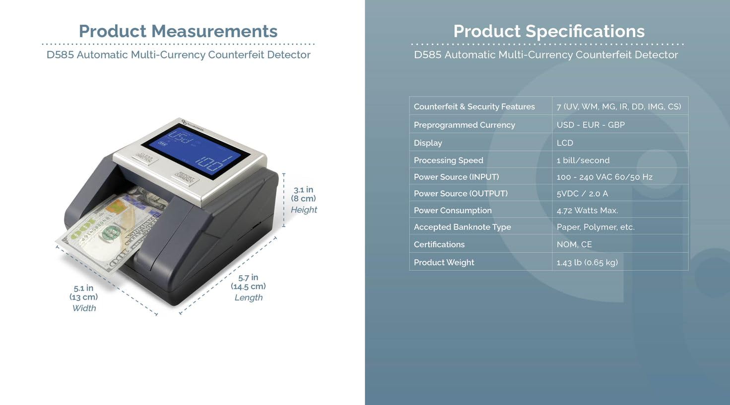 AccuBANKER D585 Multi-Scanix Counterfeit Money Detector with AccuSTAND - Multi-Directional Bill Feeder, UV/MG/IR Detection for USD, EUR, GBP, Visual & Audio Alarms - Perfect for Banks, Retail Stores, and Cash-Intensive Businesses