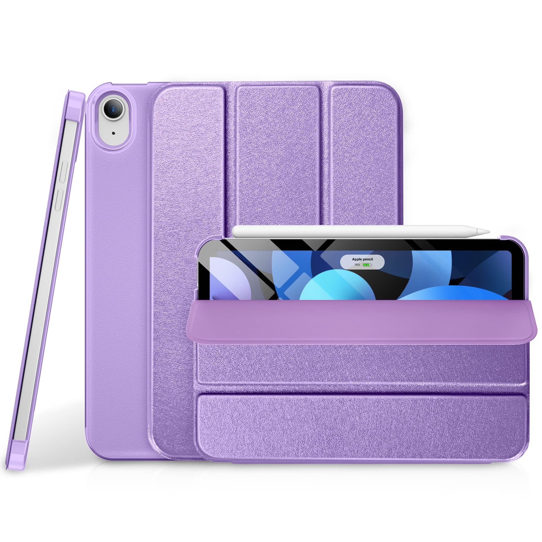DTTO iPad Air Case for 11-inch M2 & 10.9-inch 5th/4th Gen - Sparkling Hard Back with Sheen Front Cover (2024/2022/2020 Models) - Supports 2nd Gen Apple Pencil Charging - Purple - Perfect for Work, School & Travel Protection