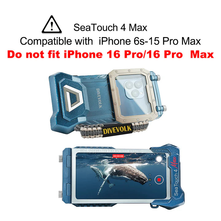 Divevolk SeaTouch 4 Max & 4 Max Plus Waterproof Touchscreen Underwater Housing for Scuba Diving, Snorkeling & Underwater Photography