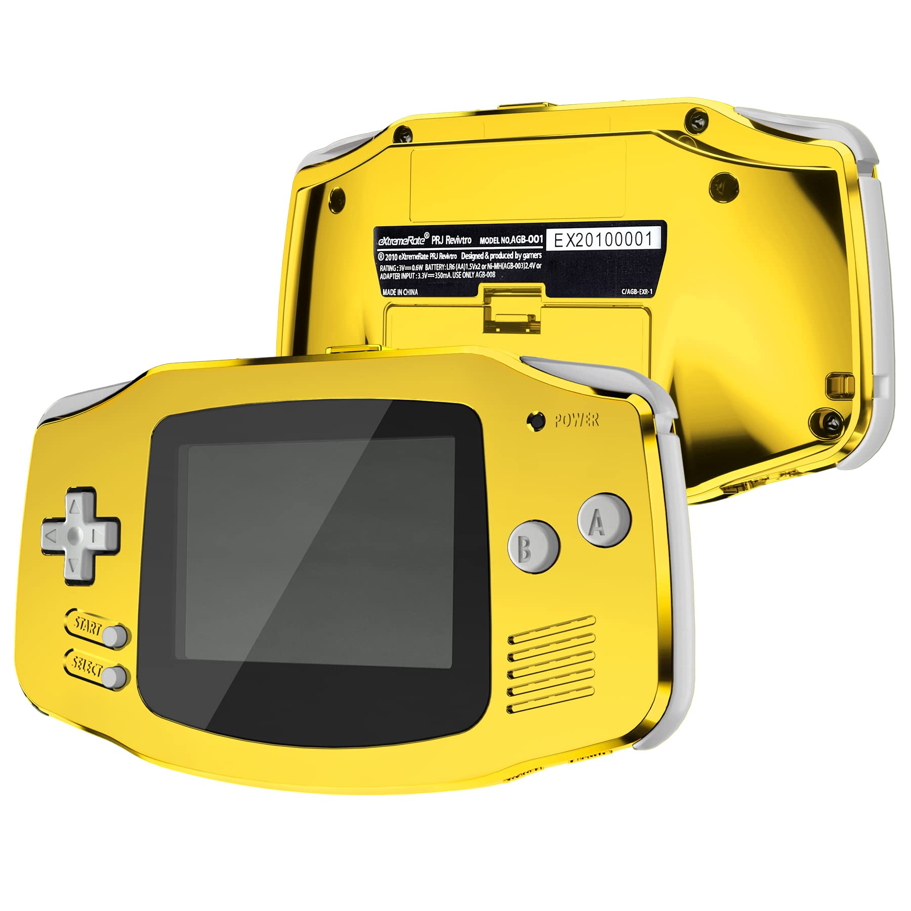 eXtremeRate Replacement Shell with Full Button Cover for Gameboy Advance GBA - Compatible with IPS & LCD Standard (Console & IPS Screen Not Included) - Shiny Chrome Gold - Perfect for Gaming Enthusiasts & Retro Console Collectors