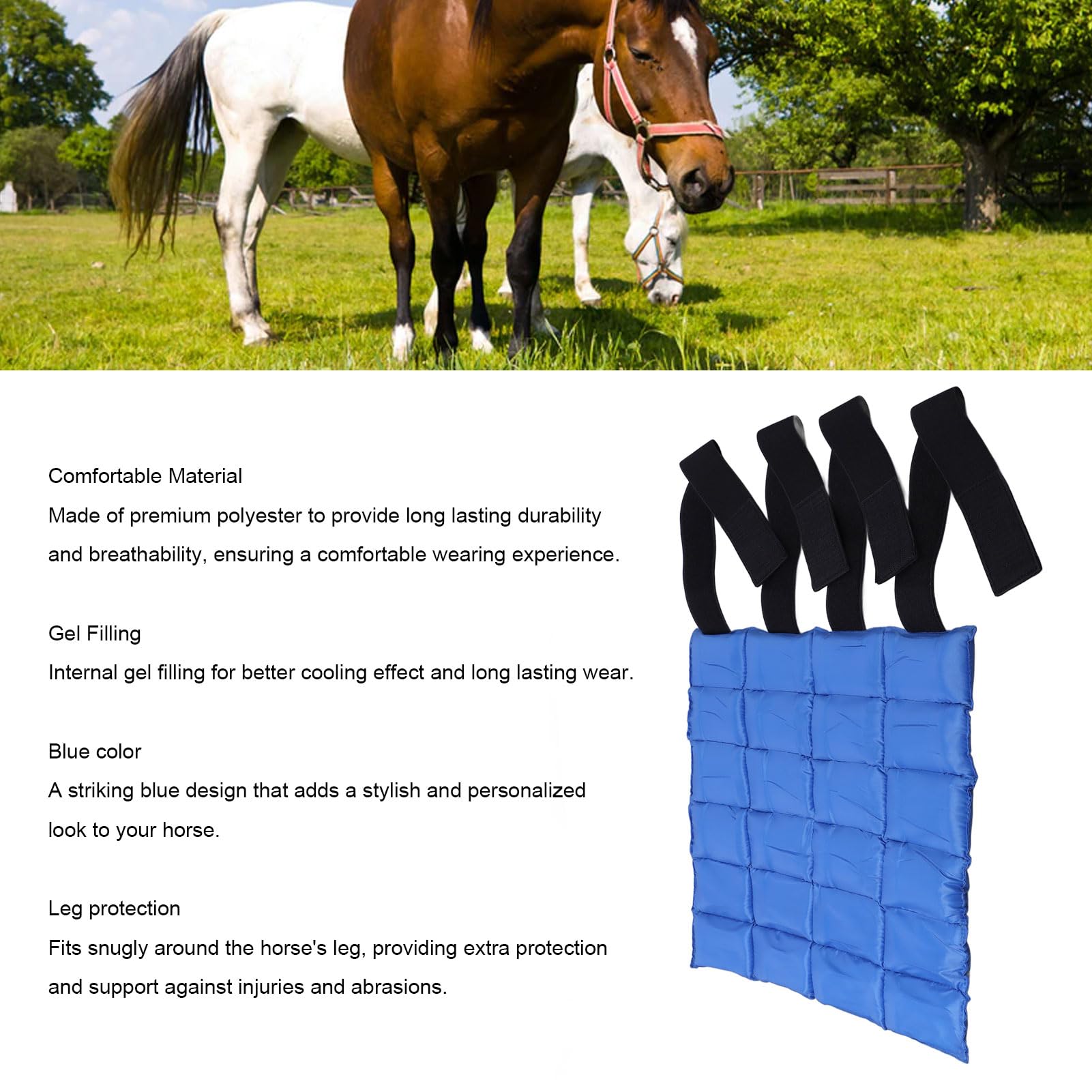 Professional Reusable Horse Ice Boot - Cooling Wrap for Leg, Knee, Hock & Hooves - Flexible Straps Cold Therapy for Horses - Perfect for Post-Training Recovery & Injury Treatment