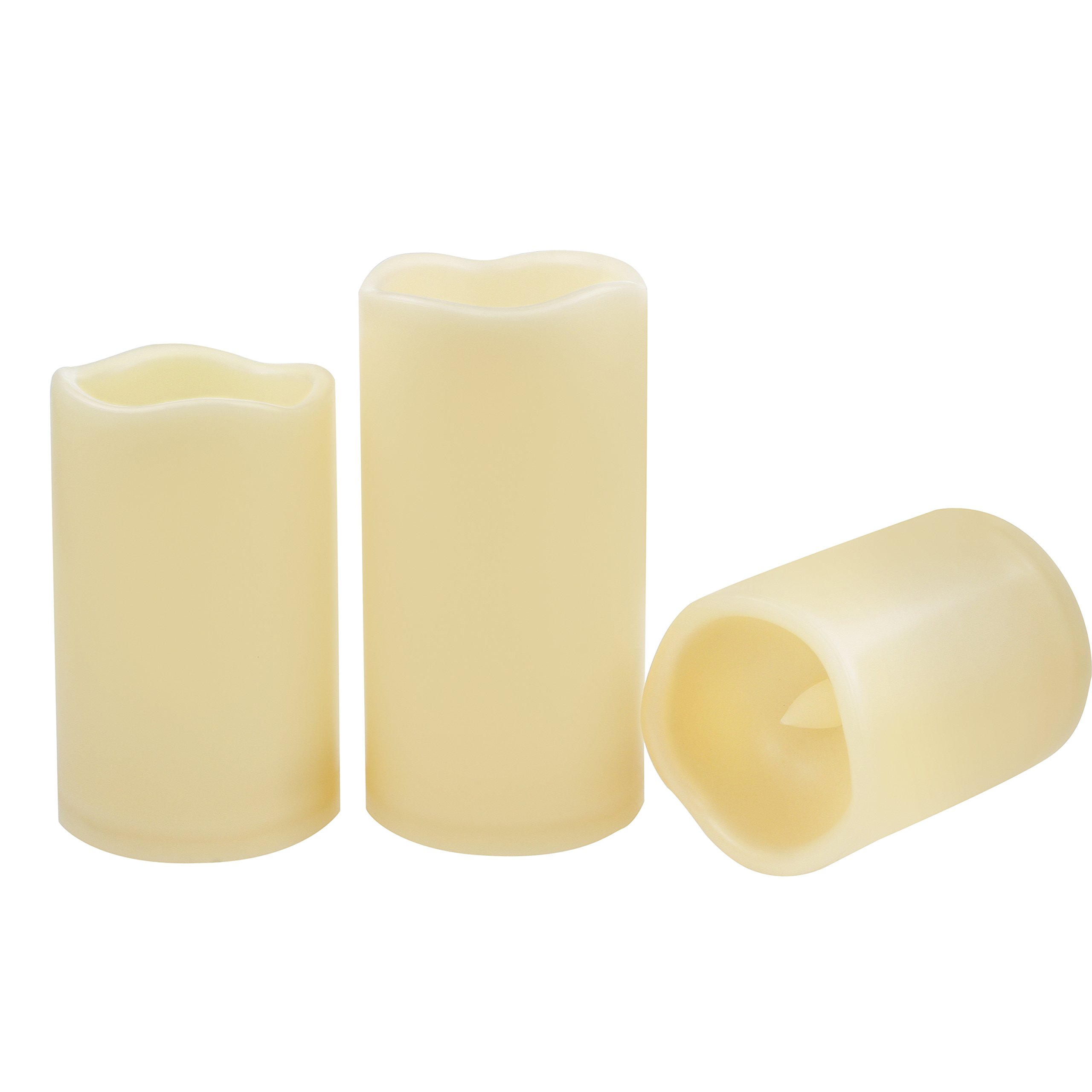 Waterproof Flameless LED Candles with Timer - Realistic Flickering Battery Operated Pillar Lights for Outdoor, Garden, Wedding, Christmas Decor (3 Pack) - Perfect for Lanterns, Patio, Dining Table & Romantic Ambiance