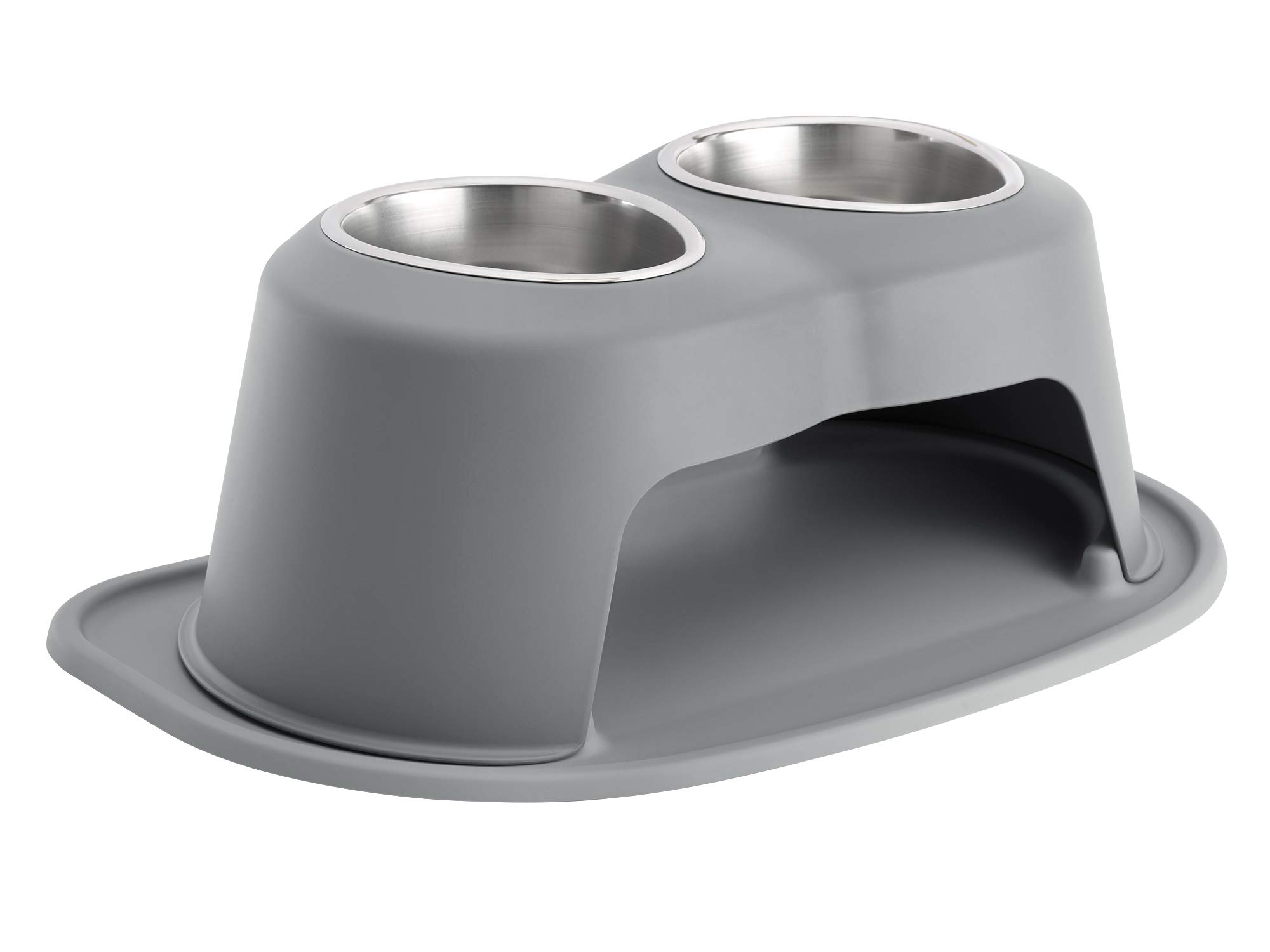 WeatherTech Double High Elevated Pet Feeding System - 8 Inch Raised Dog & Cat Bowls in Dark Grey (DHC3208DGDG) - Perfect for Large Breeds & Senior Pets with Joint Issues