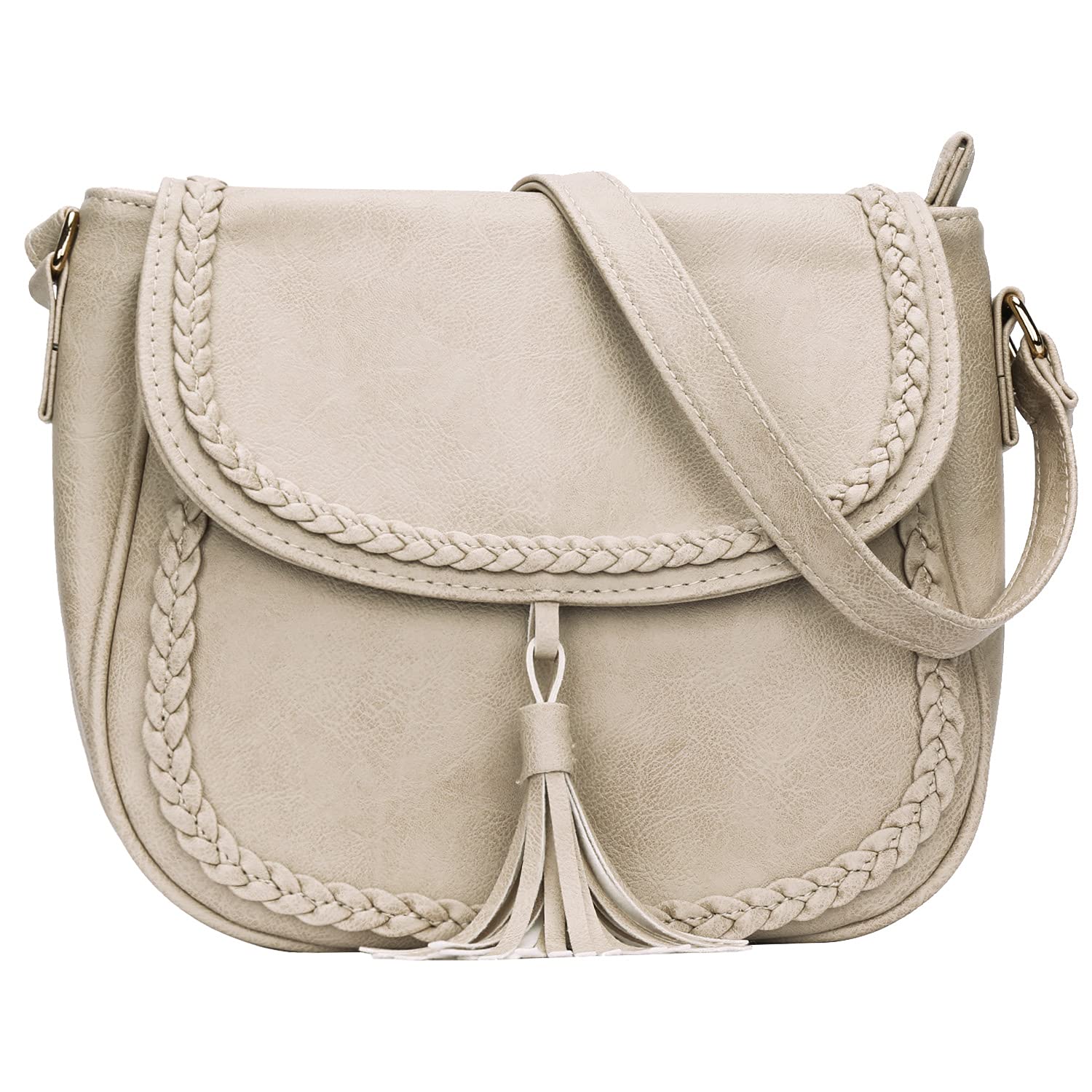 KKXIU Women's Casual Flap Saddle Crossbody Bag with Tassel - Stylish Leather Purse for Everyday Use, Travel & Shopping