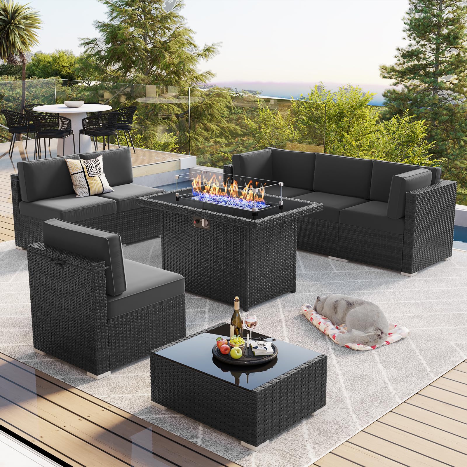 LayinSun 8-Piece Outdoor Patio Furniture Set with 44