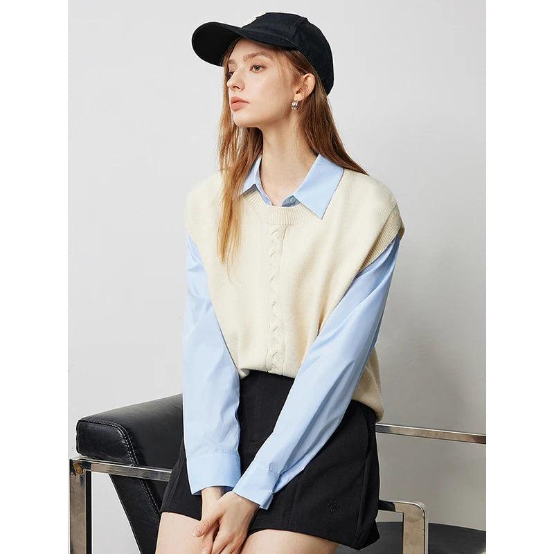 Women's Twisted Knit Sleeveless V-Neck Vest - Autumn Pullover Sweater Top for Casual Wear, Layering & Office Outfits