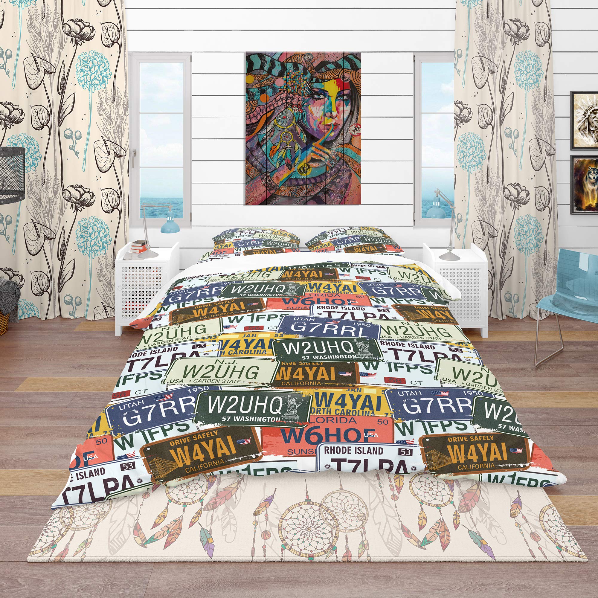 California License Plate Duvet Cover Set - Modern & Contemporary Bedding - Perfect for College Dorms, Teen Rooms & Car Enthusiasts
