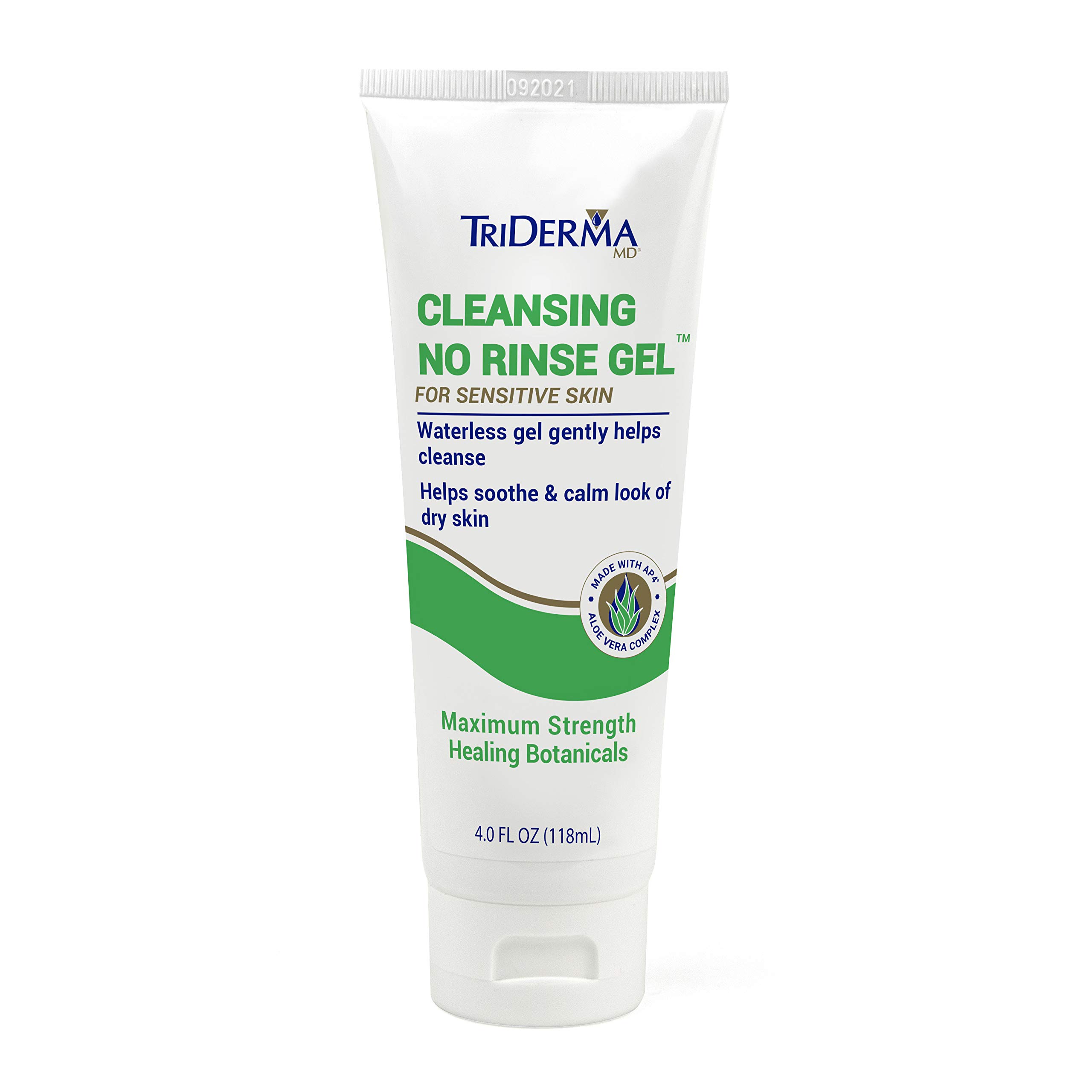 TriDerma No Rinse Cleansing Aloe Vera Gel with AP4 Complex - 4 oz | Soothing Moisturizer for Sensitive Skin | Perfect for Travel, Post-Workout & Sunburn Relief
