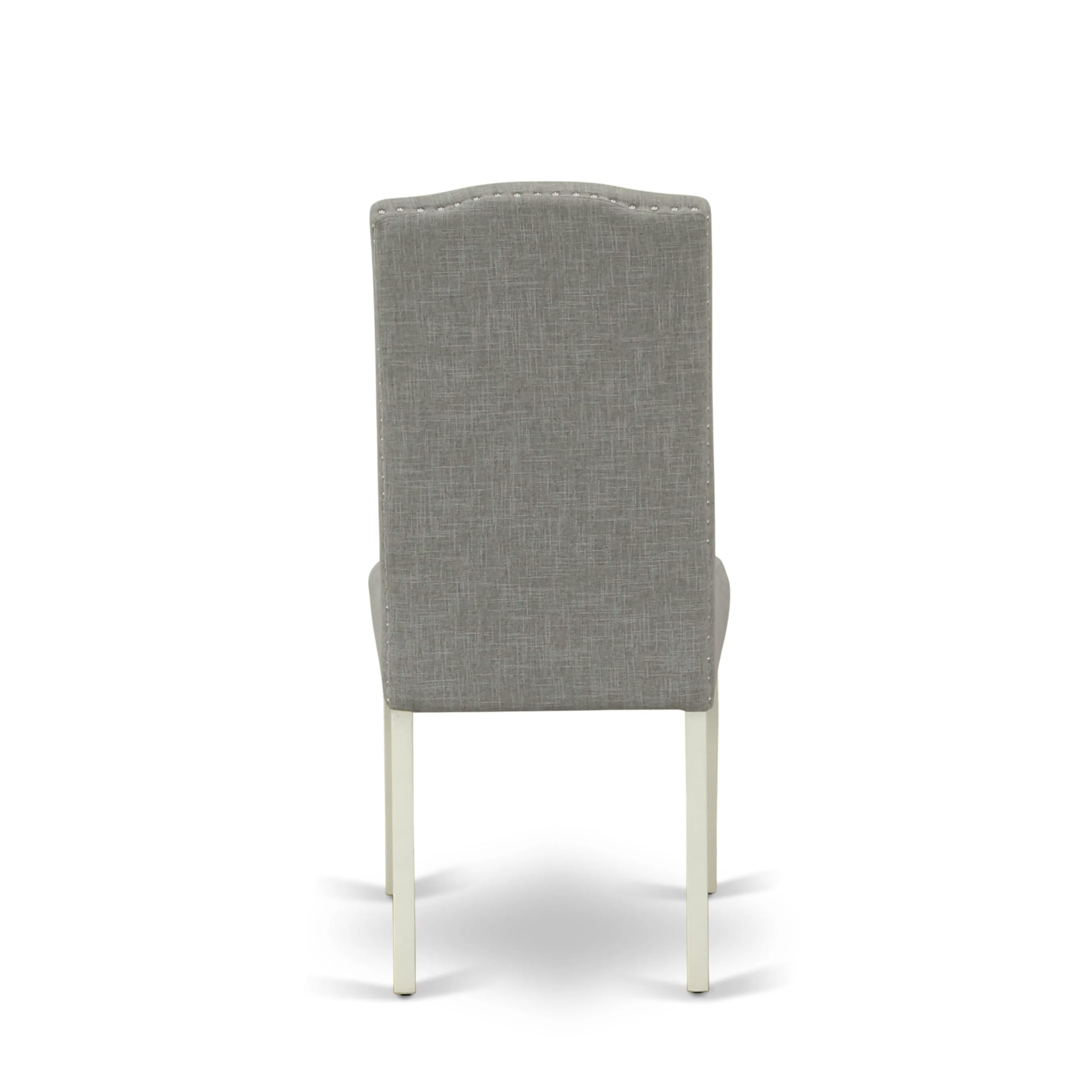 East West Furniture 3-Piece Kitchen Table Set - 36x36 Inch Round Dining Table with Pedestal Base & 2 Dark Shitake Fabric Parson Chairs, Linen White - Perfect for Small Spaces, Breakfast Nooks & Cozy Dining Areas