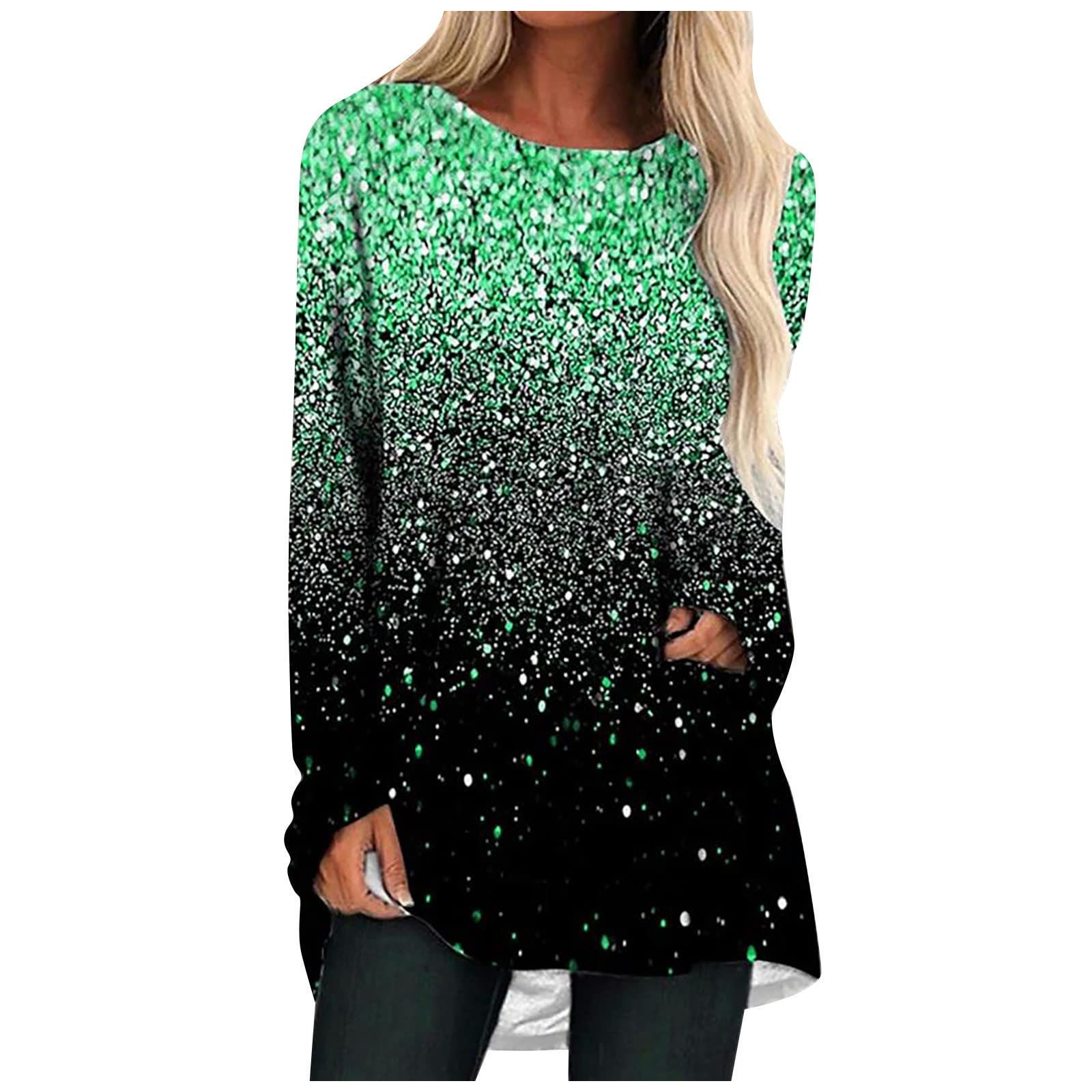 Women's Plus Size Long Sleeve Color Block Pocket Shirts & Blouses - Stylish Sweatshirts for Casual Wear, Office & Everyday Outfits