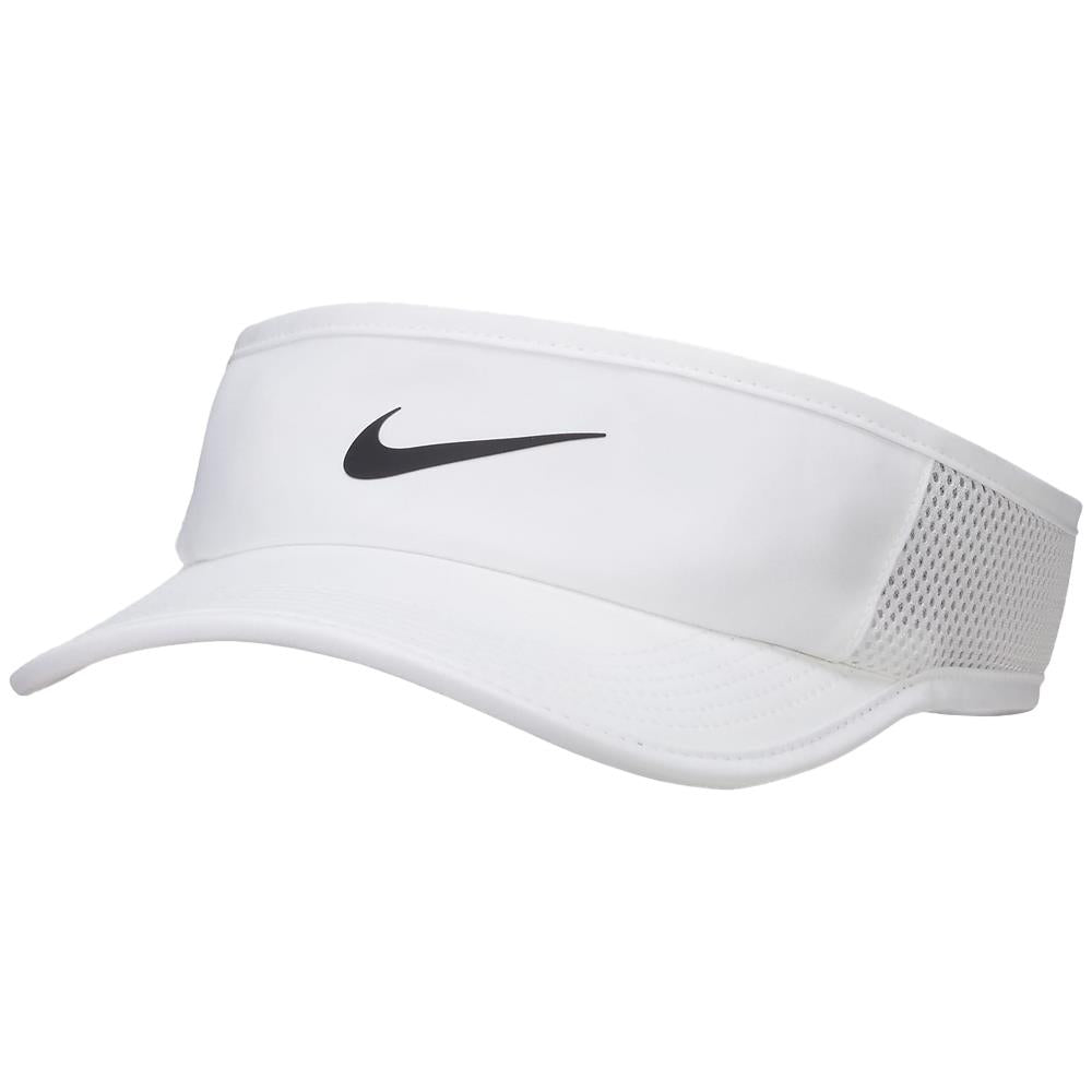 Nike Aero Featherlight Visor White Black - Lightweight Running Hat for Women & Men - Perfect for Jogging, Tennis, Golf & Outdoor Sports