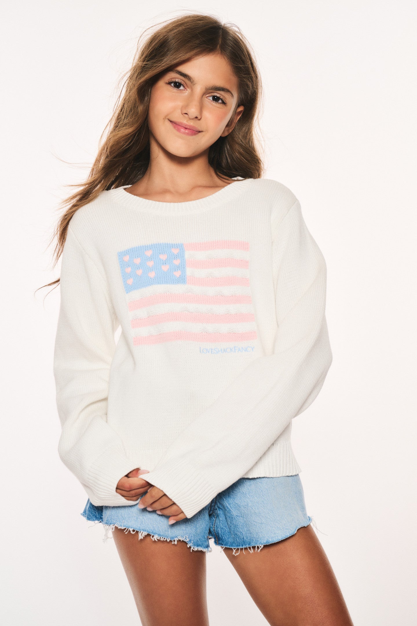 Girls Viennetta Cotton Flag Sweater - Soft & Stylish Knit Pullover for Teens - Perfect for School, Fall Fashion & Casual Outings