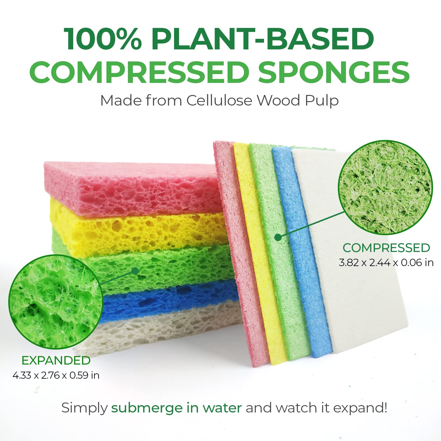 16 Pack Biodegradable Cellulose Compostable Kitchen Sponges | Non-Scratch, Heavy Duty & Eco-Friendly | Perfect for Dishwashing, Car Cleaning & Household Use