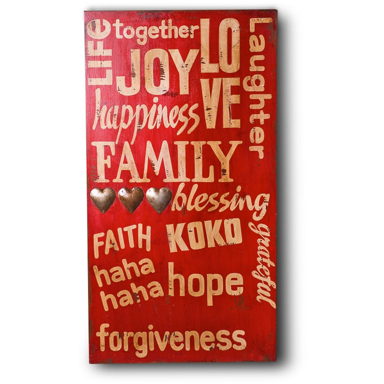 Antique Red Wooden Wall Hanging for Home Decor - Perfect for Living Room, Bedroom & Family Gatherings