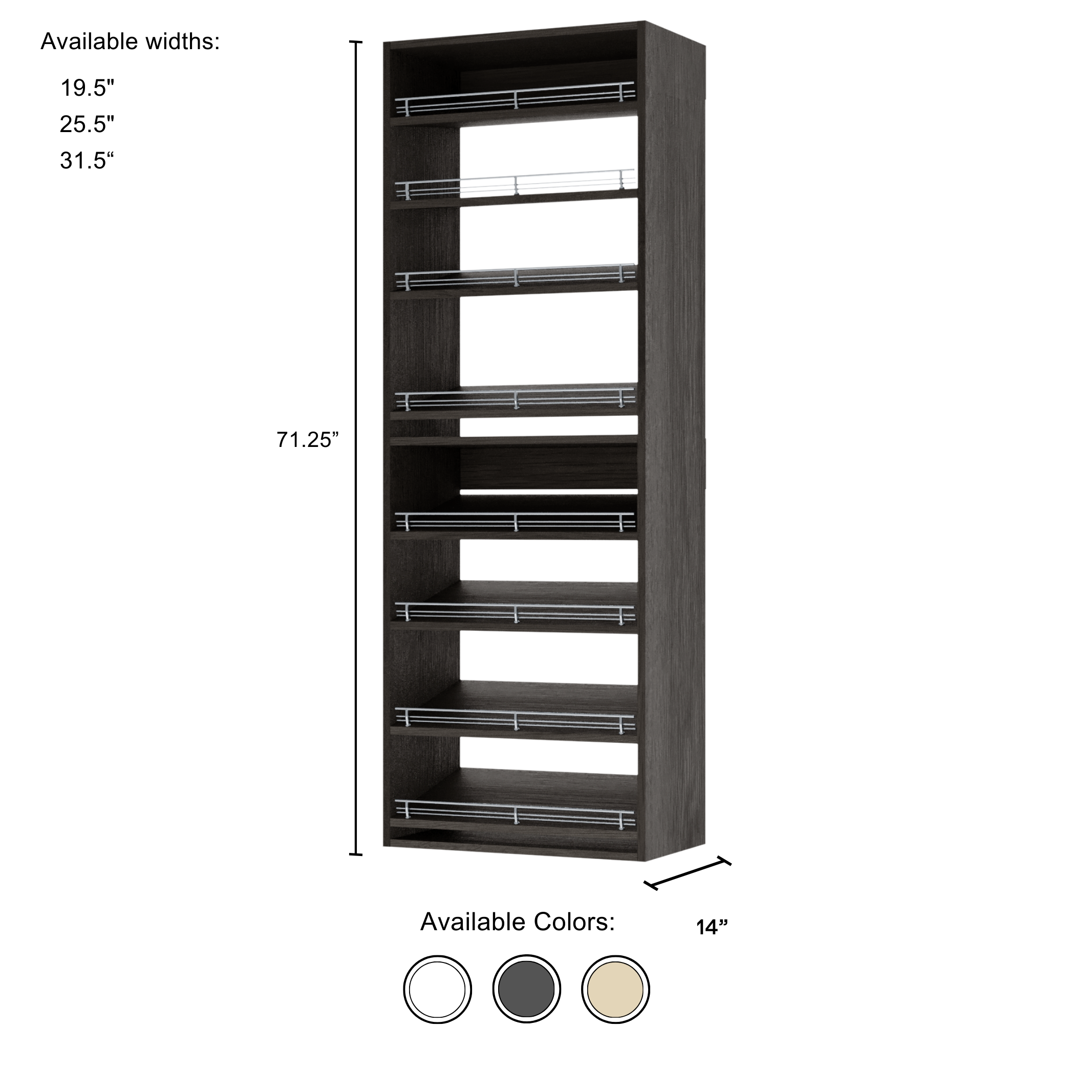 Vista Tall Shoe Shelf Tower - 5-Tier Shoe Organizer for Closet, Entryway & Bedroom - Space Saving Shoe Storage Rack for Sneakers, Boots & Heels - Sturdy Shoe Rack for Home Organization
