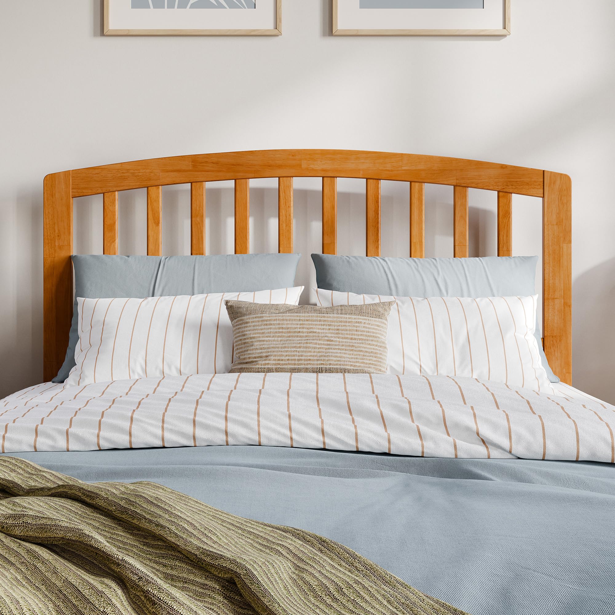 AFI Richmond Full Solid Wood Headboard with USB Charging Ports - Light Toffee Finish for Modern Bedroom Decor & Space-Saving Storage Solutions