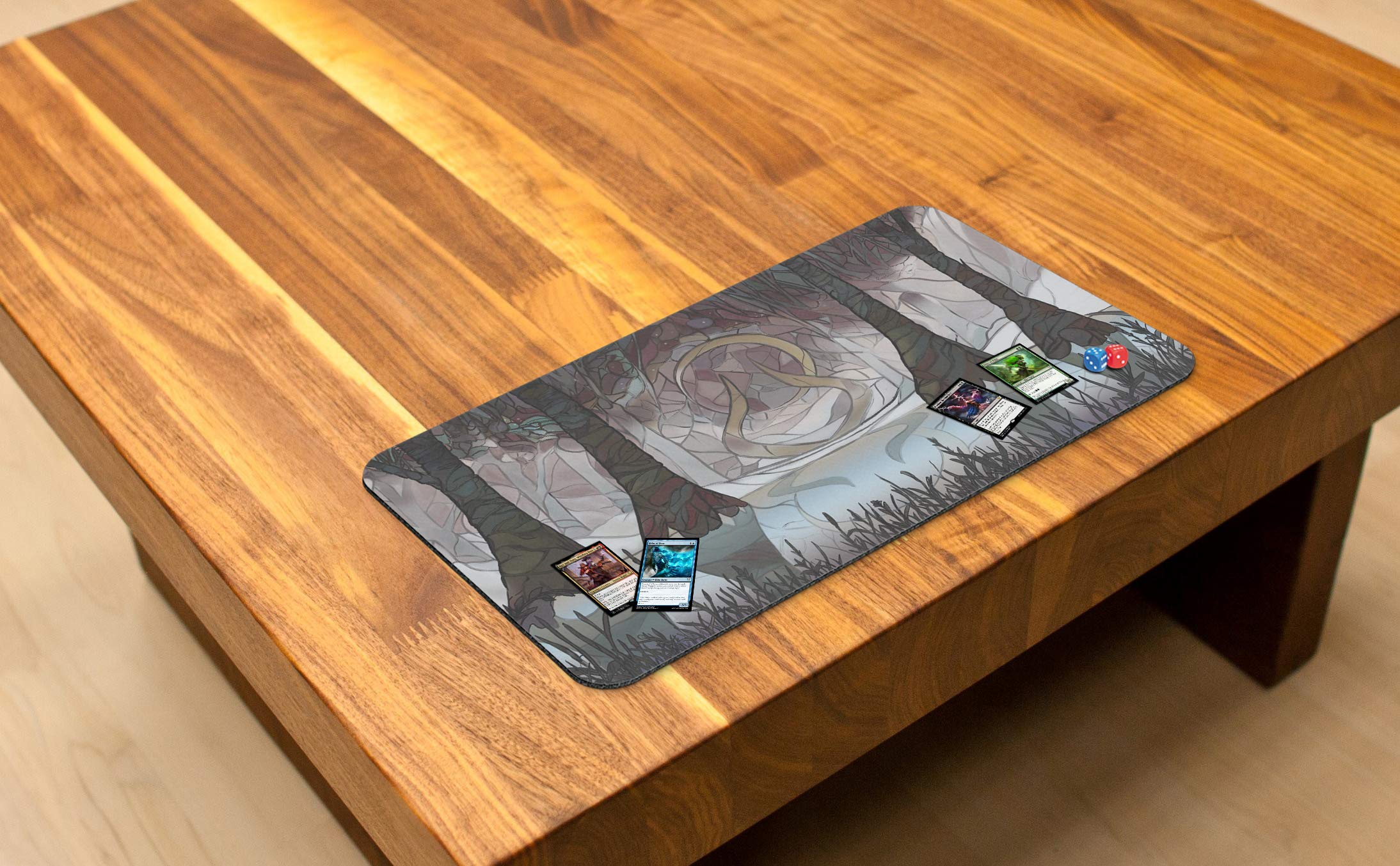Swamp Mana Scenery Stained Glass Stitched MTG Playmat - Magic The Gathering, YuGiOh & TCG Compatible Gaming Mat - Premium Original Art Design for Card Game Enthusiasts - Perfect for Tournaments, Casual Play & Collectors