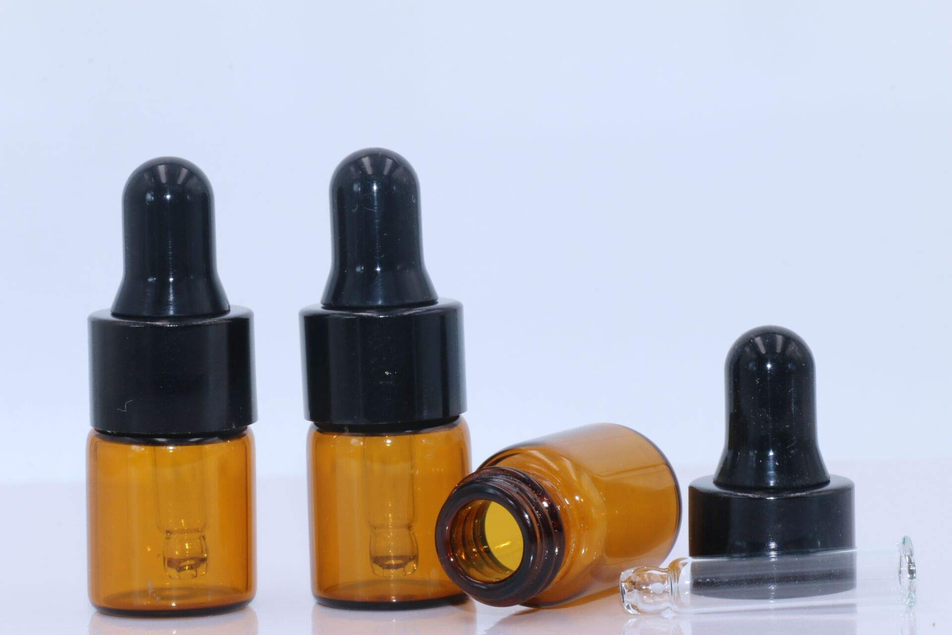30Pcs 2ml Amber Glass Dropper Bottles - Empty Essential Oil Sample Vials with Glass Eye Droppers & Black Caps - Perfect for DIY Perfume, Aromatherapy, Skincare and Cosmetic Storage (2ml)