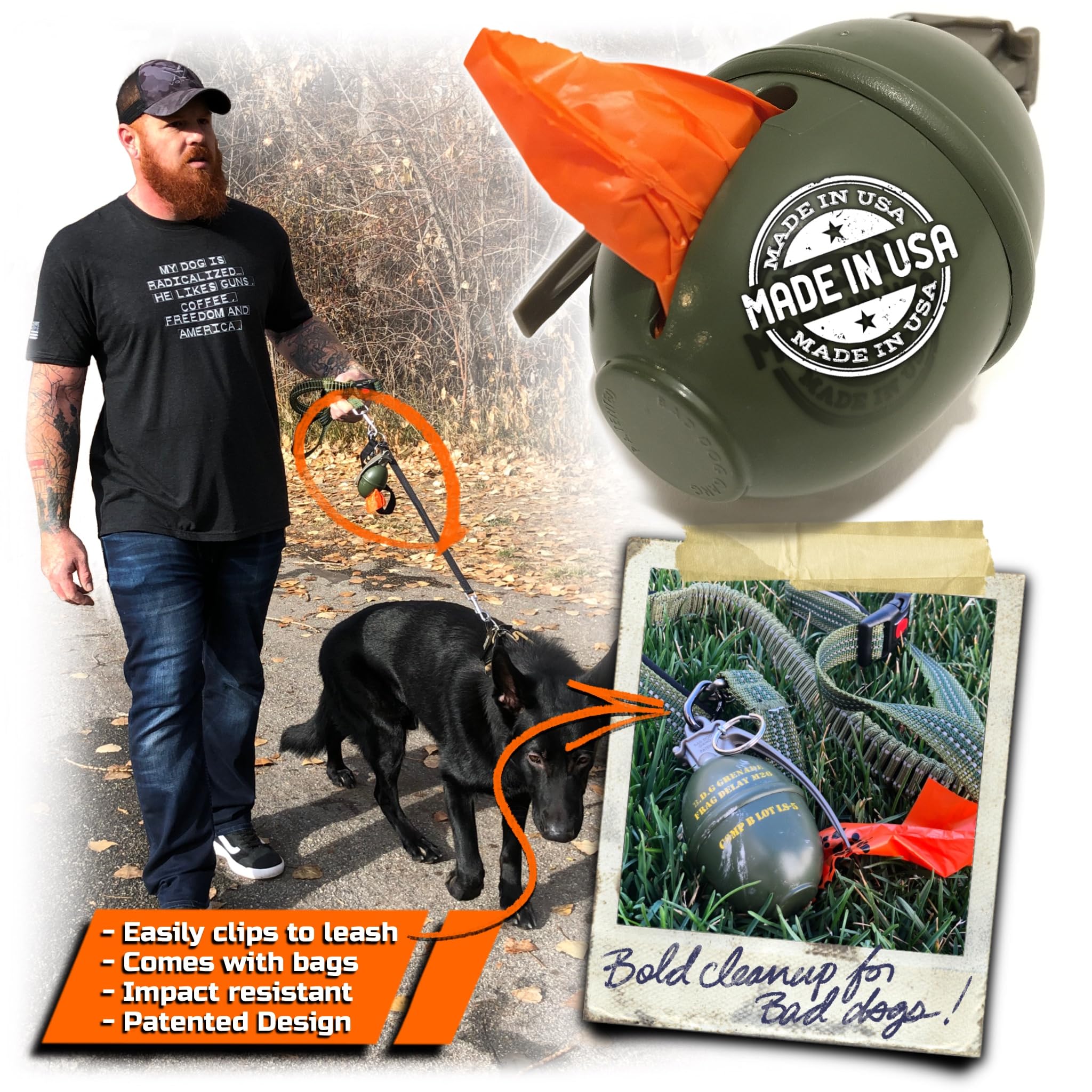 Eco-Friendly Dog Poop Bag Dispenser with Carabiner Clip - Leak-Proof Pet Waste Carrier for Small to Large Dogs | Includes 10 Biodegradable Bags | Perfect for Walking, Hiking & Outdoor Adventures