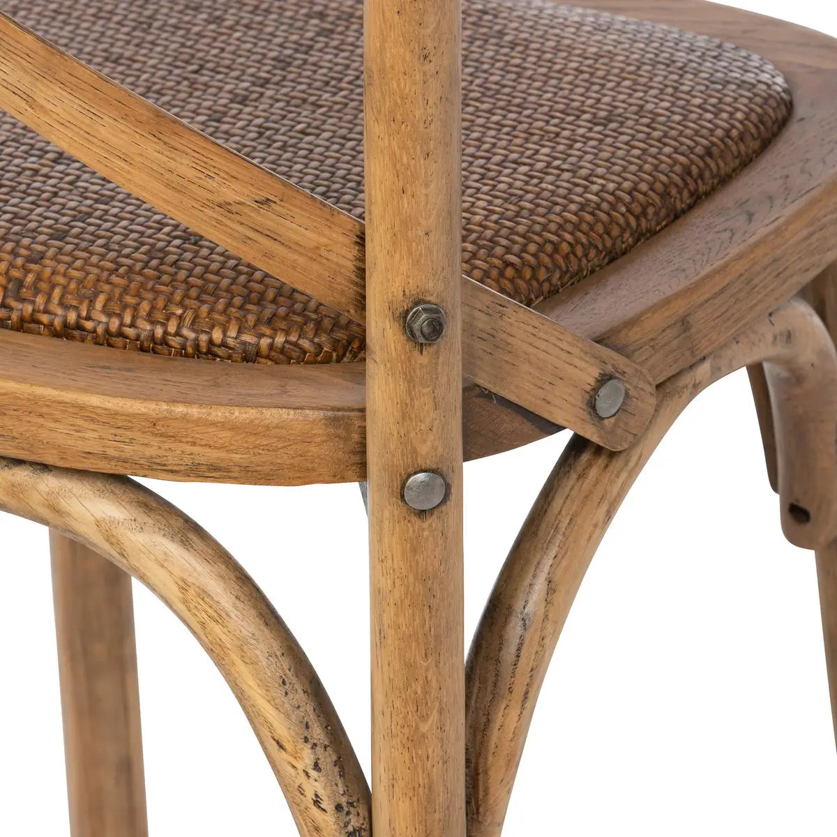 Rustic Cross Back Wood Bar Stool - Solid Hardwood Counter Height Stool for Kitchen Island, Dining Table & Home Bar - Farmhouse Style Seating for Indoor & Outdoor Use