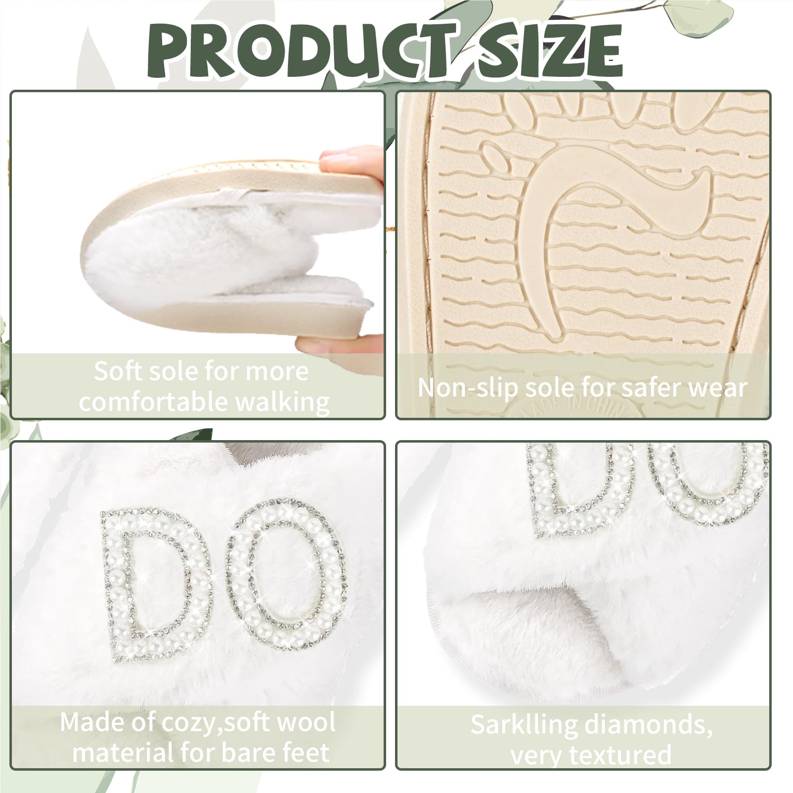 White Bridal Slippers for Wedding Day - Comfortable 'I Do' Wedding Shoes for Bride - Perfect for Ceremony, Reception & Honeymoon Getaway