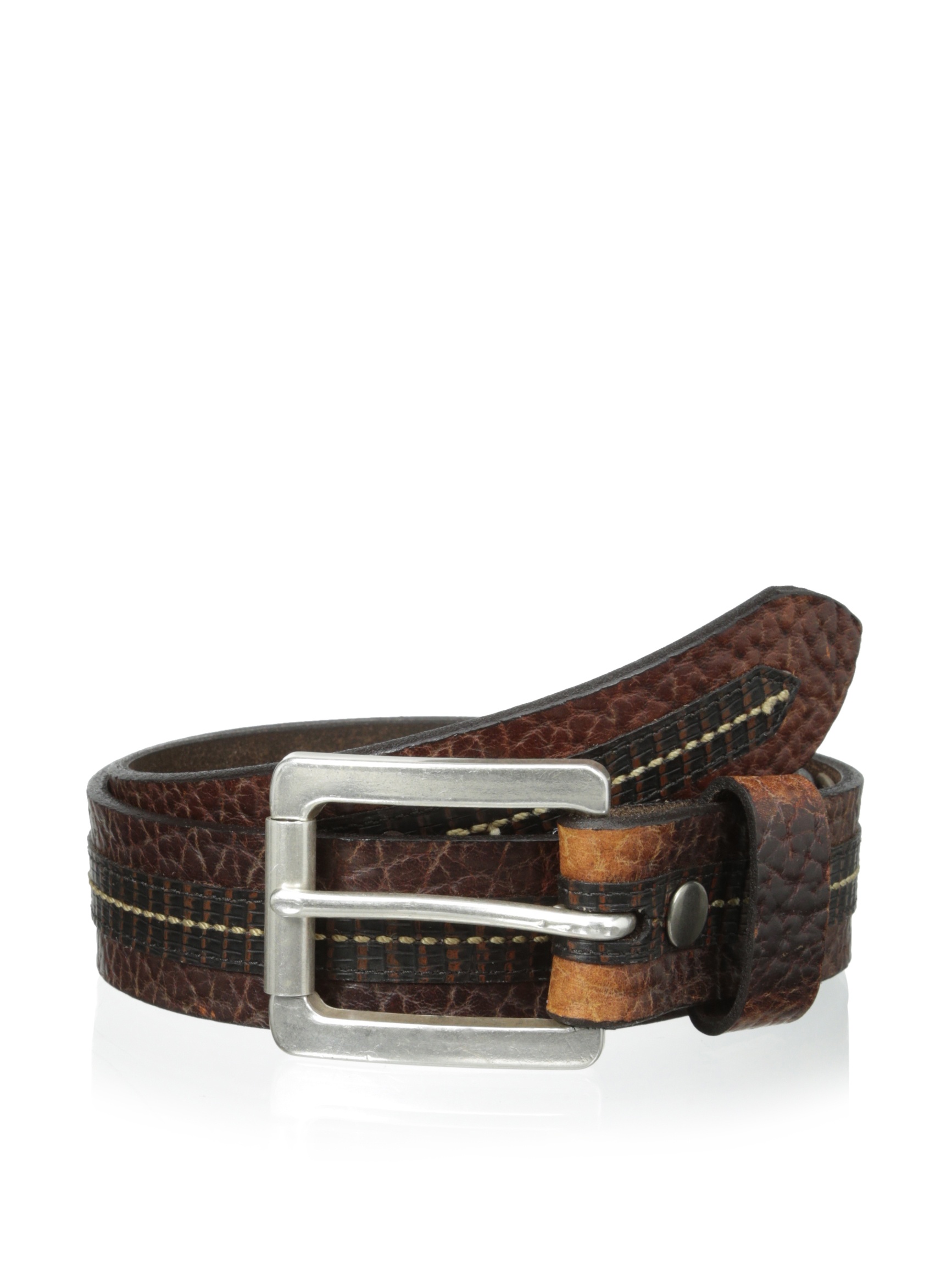 Vintage Bison Western Belt for Men - Waylon Embossed Leather Buckle Belt, Size 38, Peanut Brown 5132 - Perfect for Cowboy Boots, Rodeo & Western Fashion Outfits