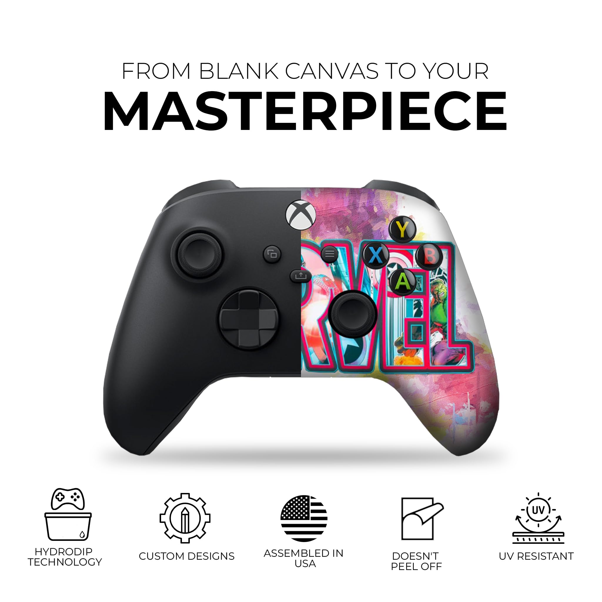 DreamController Marvvel Wireless Xbox One & Series X/S Controller - Custom Hydro-Dip Printed Gamepad (Not Just a Skin) | Durable Design for Competitive Gaming & Long Play Sessions