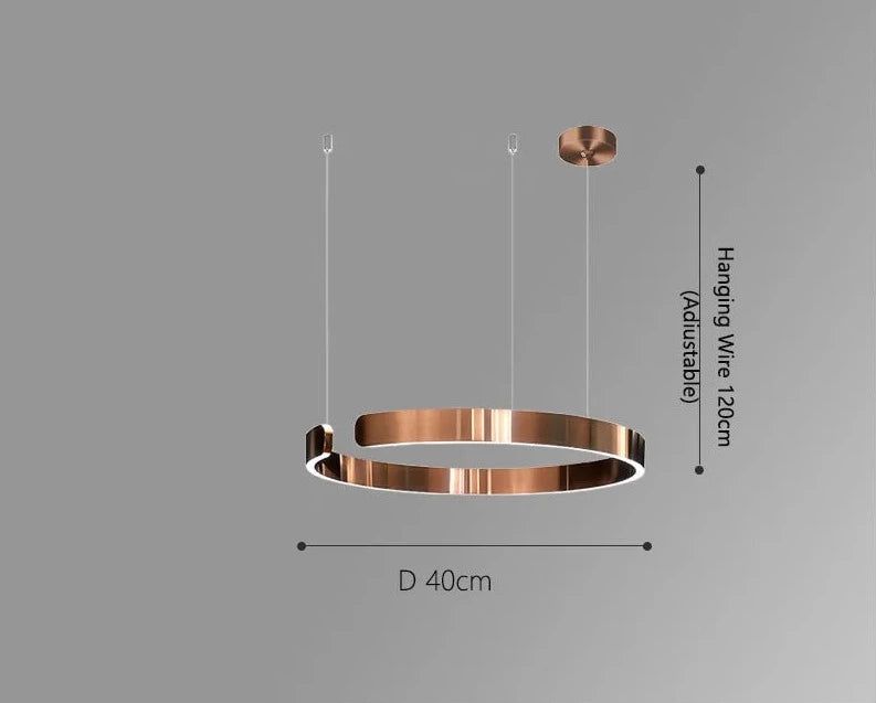 Elegant Minimalist Ring Chandelier Light Fixture - Aluminum Plated Modern Pendant Lighting for Dining Room, Bedroom & Living Room Decor