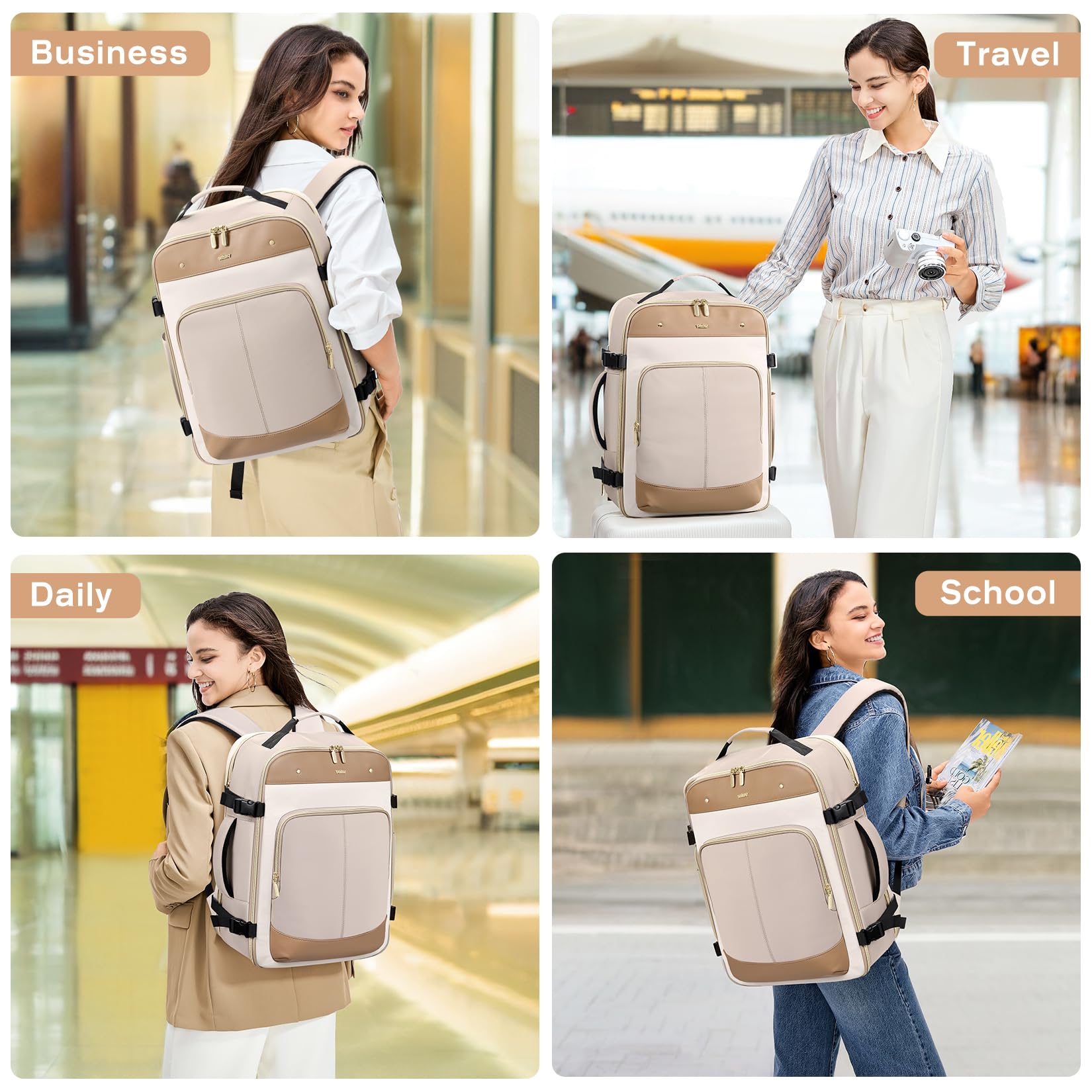 40L Waterproof Travel Backpack for Women & Men - Flight Approved Carry On Backpack with 17