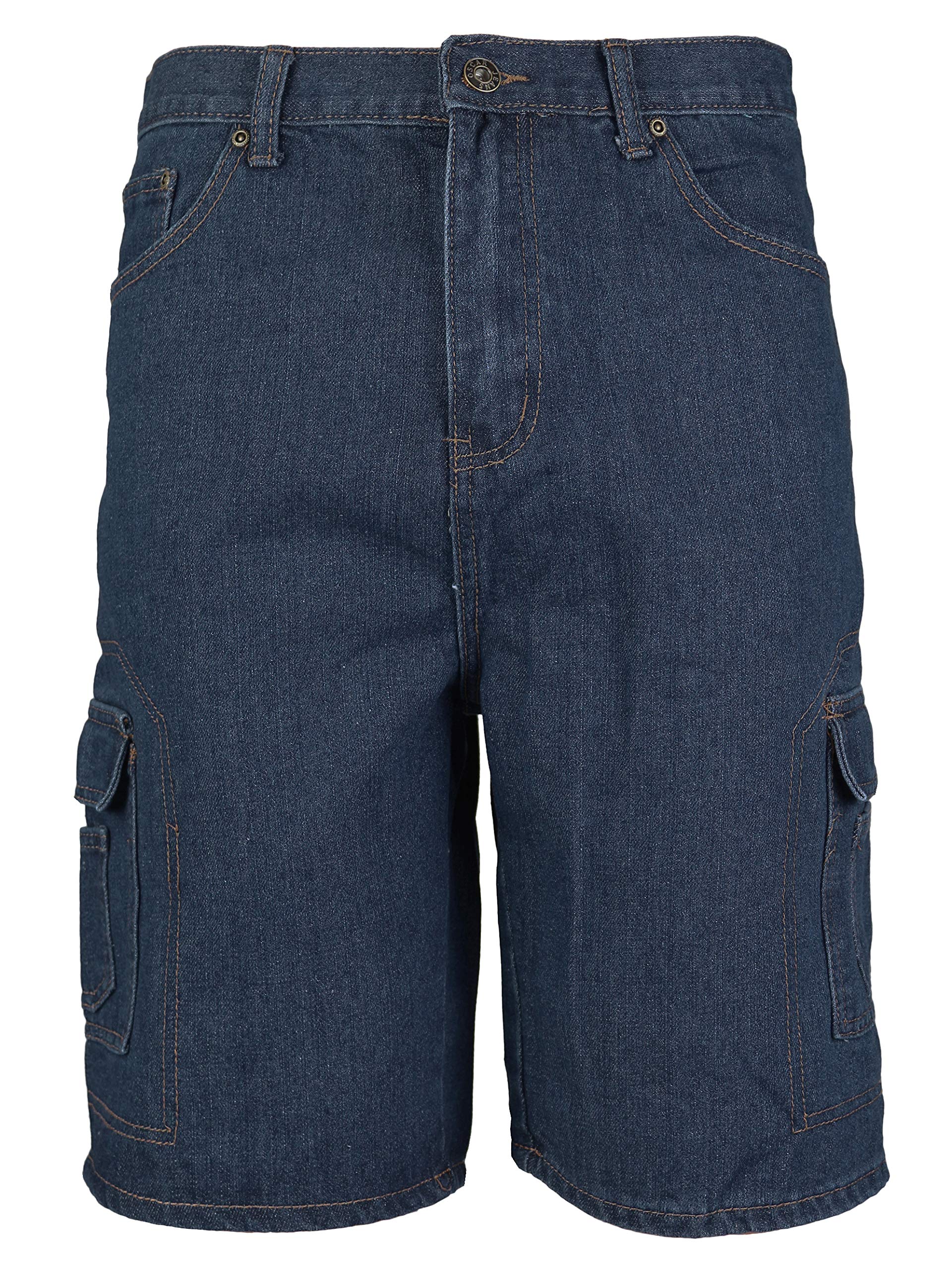 VKWear Men's Cotton Stonewash Cargo Pocket Denim Jean Shorts - Comfortable Casual Summer Shorts for Outdoor Activities, Travel & Streetwear Fashion