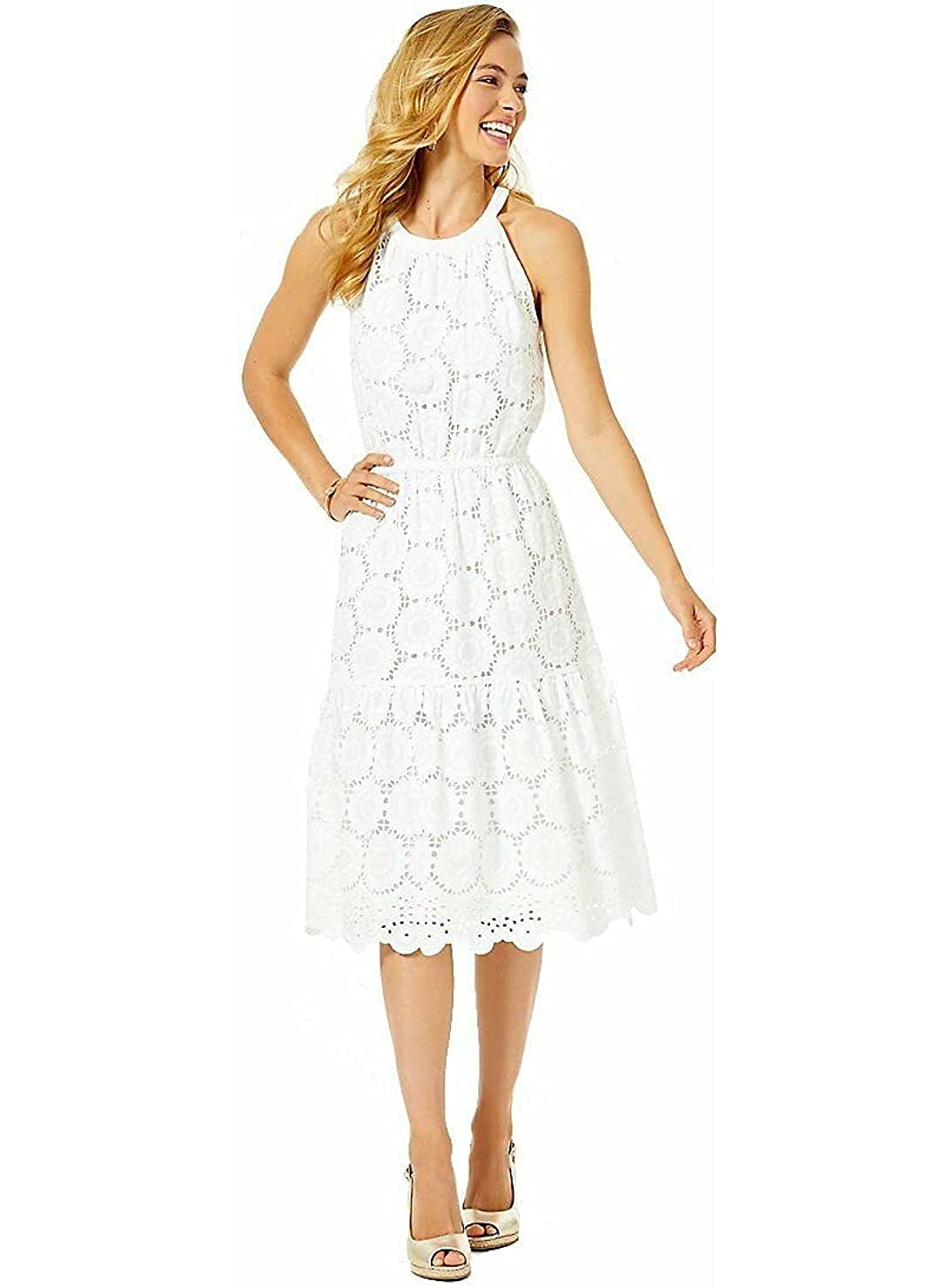 Lilly Pulitzer Women's Midi Dress - Floral Print, A-Line Silhouette, Short Sleeve Summer Dress for Beach Vacation, Brunch & Casual Outings