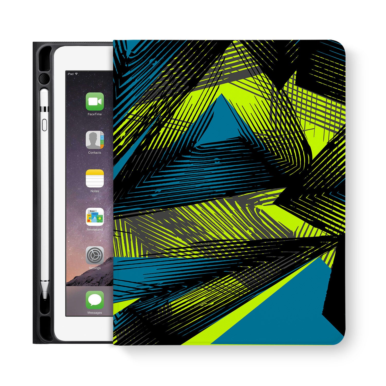 Stylish iPad Folio Case with Geometric Pattern - Slim Protective Cover for iPad Pro/Air/Mini - Perfect for Work, Travel & School