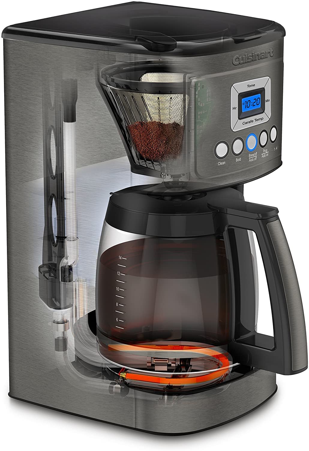 Premium Touchscreen Coffee Grinder & Programmable Coffee Maker Set - 14 Cup Capacity, Black Stainless Steel - Perfect for Home Kitchens & Office Break Rooms