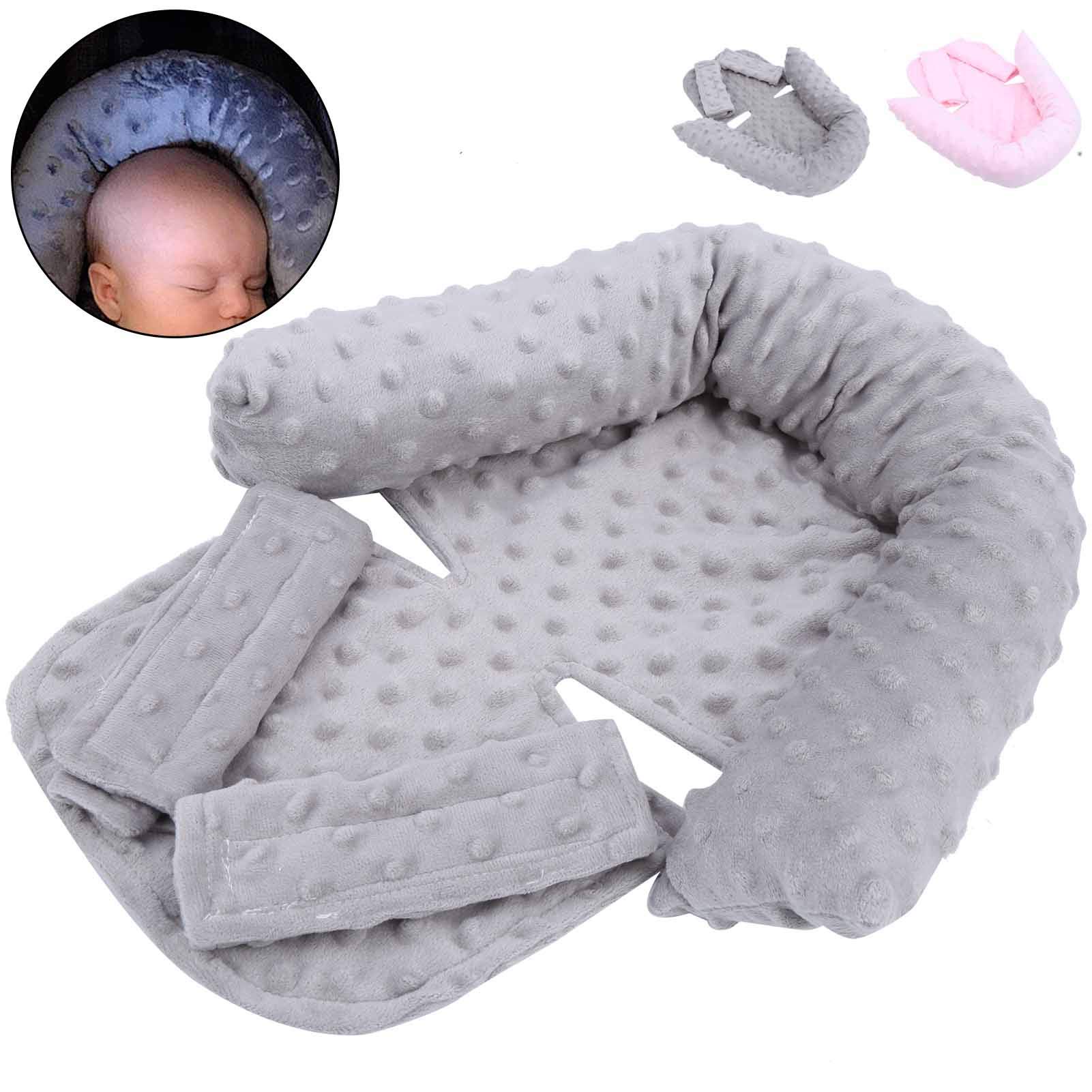 **Premium Infant Head & Body Support Pillow - Detachable Stroller Pad with Toys, Portable Baby Snuggle Mattress for Newborns (Gray) - Perfect for Strollers, Car Seats & Cribs**