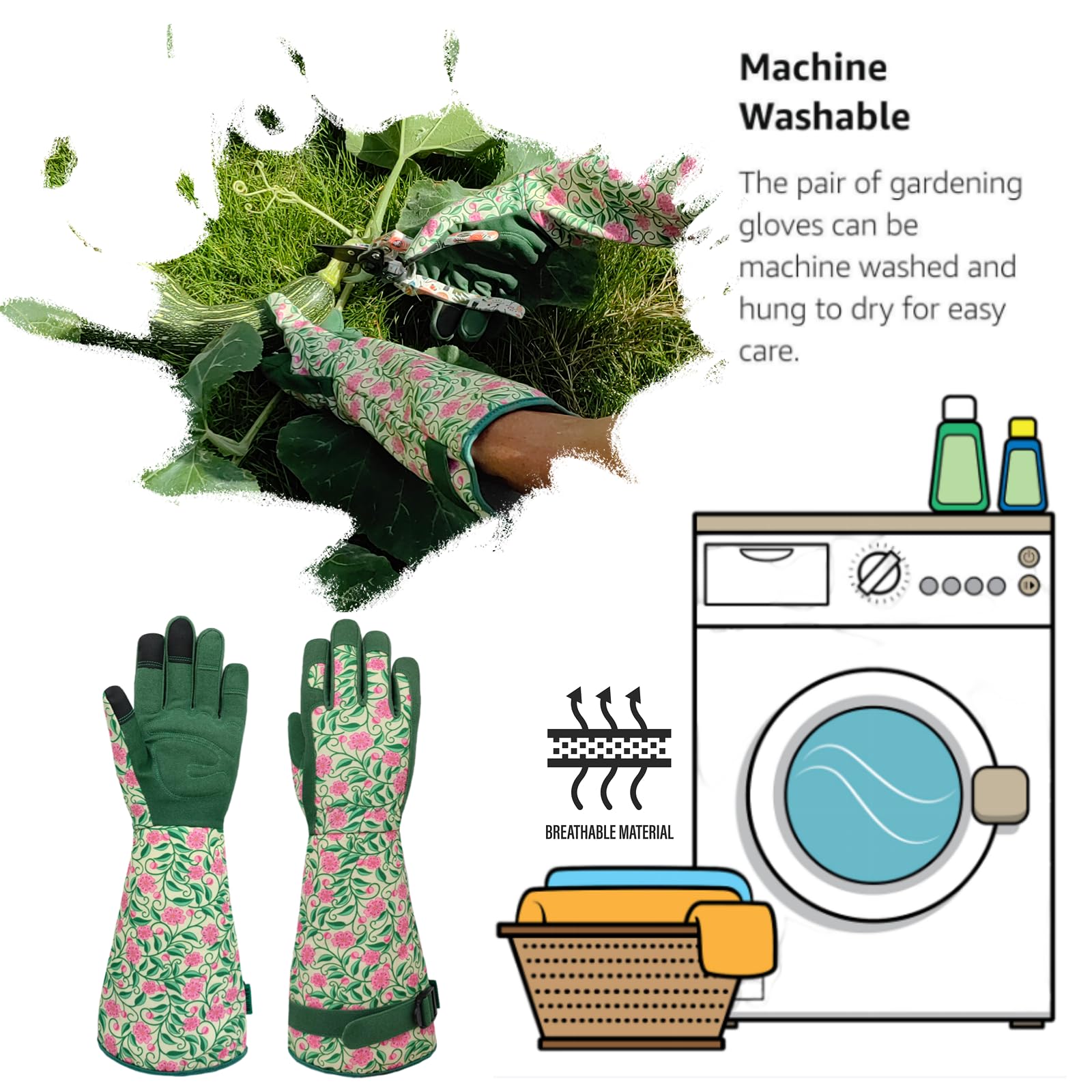Durable Touchscreen Gardening Gloves for Women & Men - Long Cuff Work Gloves for Rose Pruning, Planting & Outdoor Activities - Perfect Garden Gifts