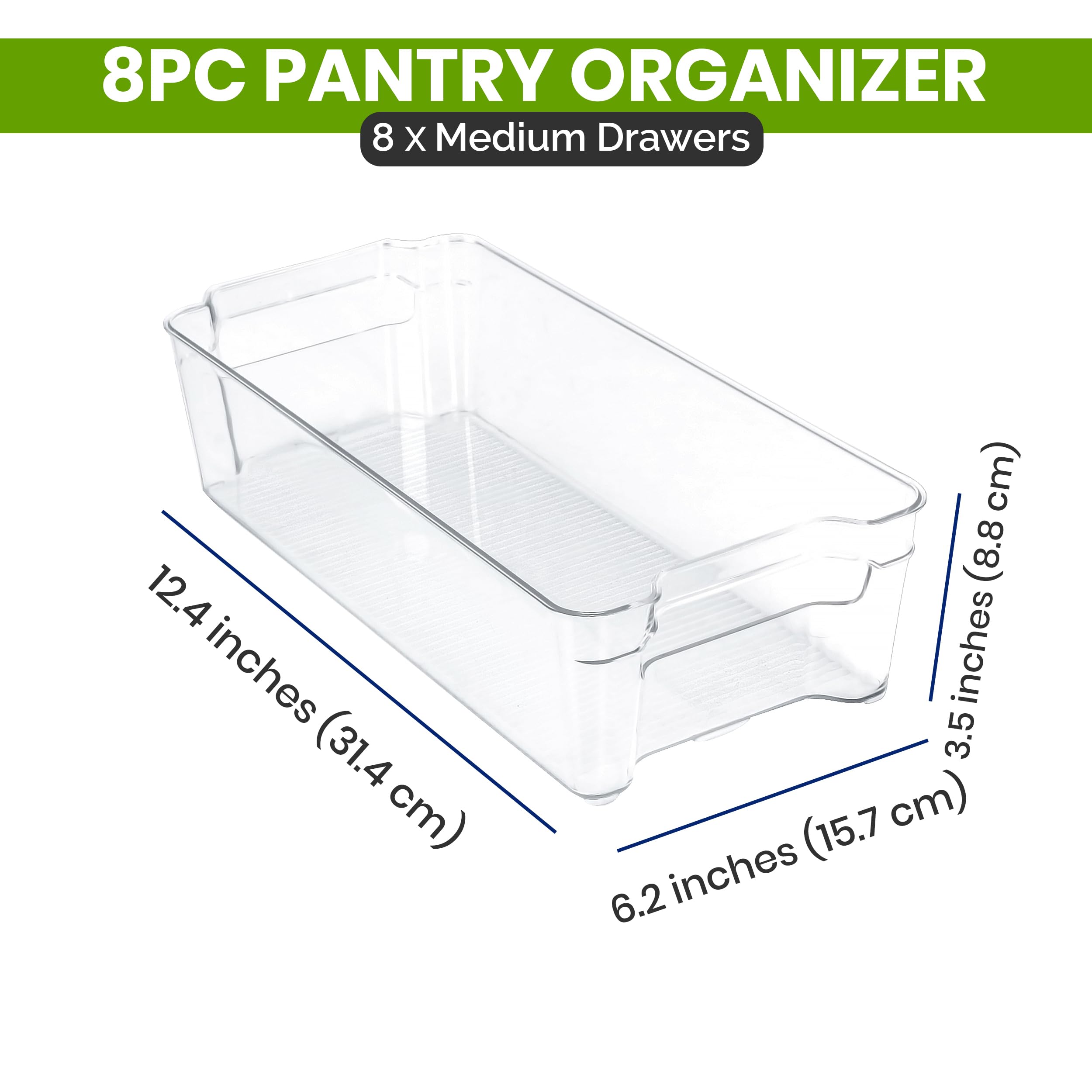 Utopia Home - Stackable Refrigerator Organizer Bins for Fridge & Pantry Storage - Medium Size (4 Pack) - Perfect for Kitchen Organization, Food Storage & Decluttering